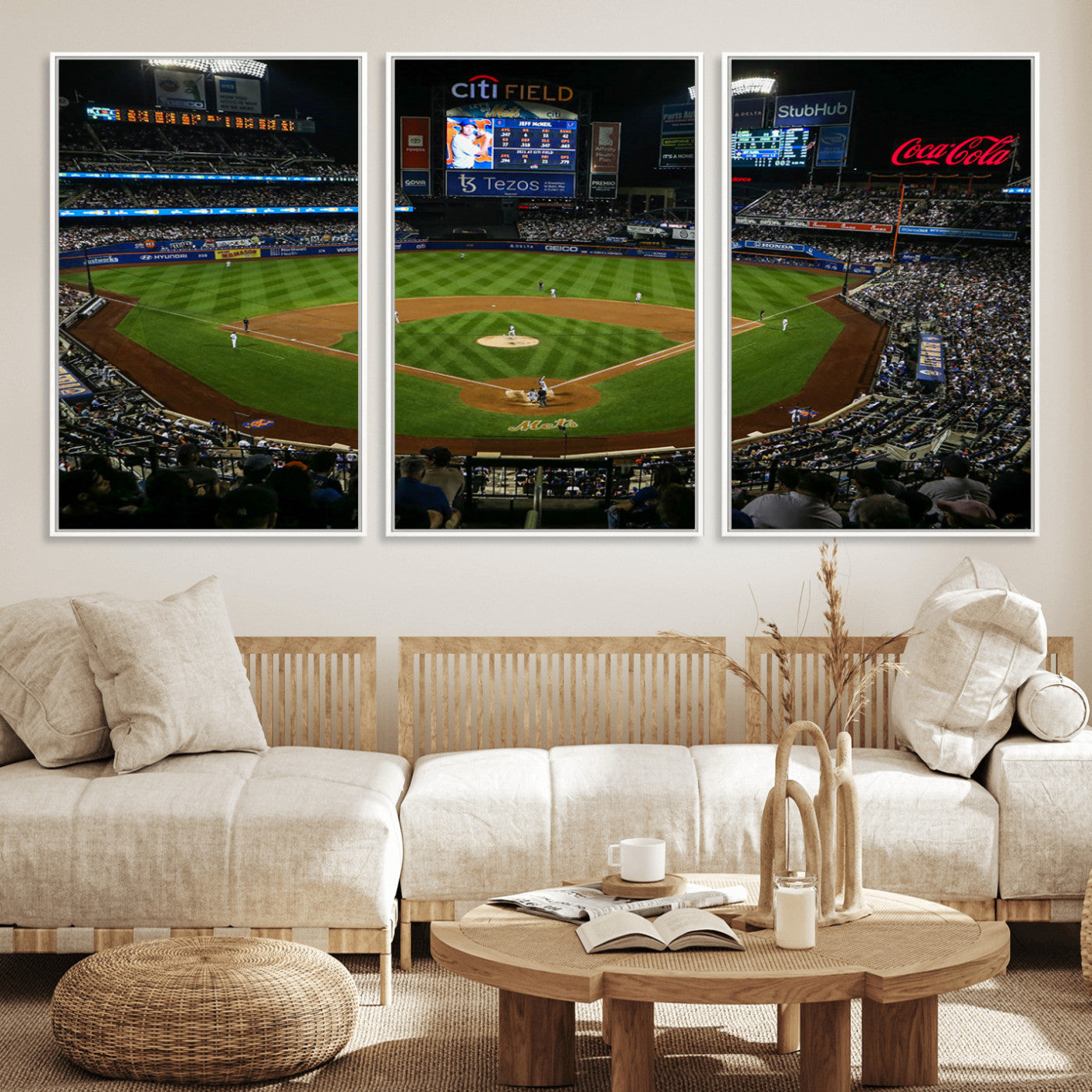 25148-MGV-FC-60X30-3P_White-Los Angeles Dodgers Baseball Team Print - California Dodger Stadium Wall Art Canvas Print
