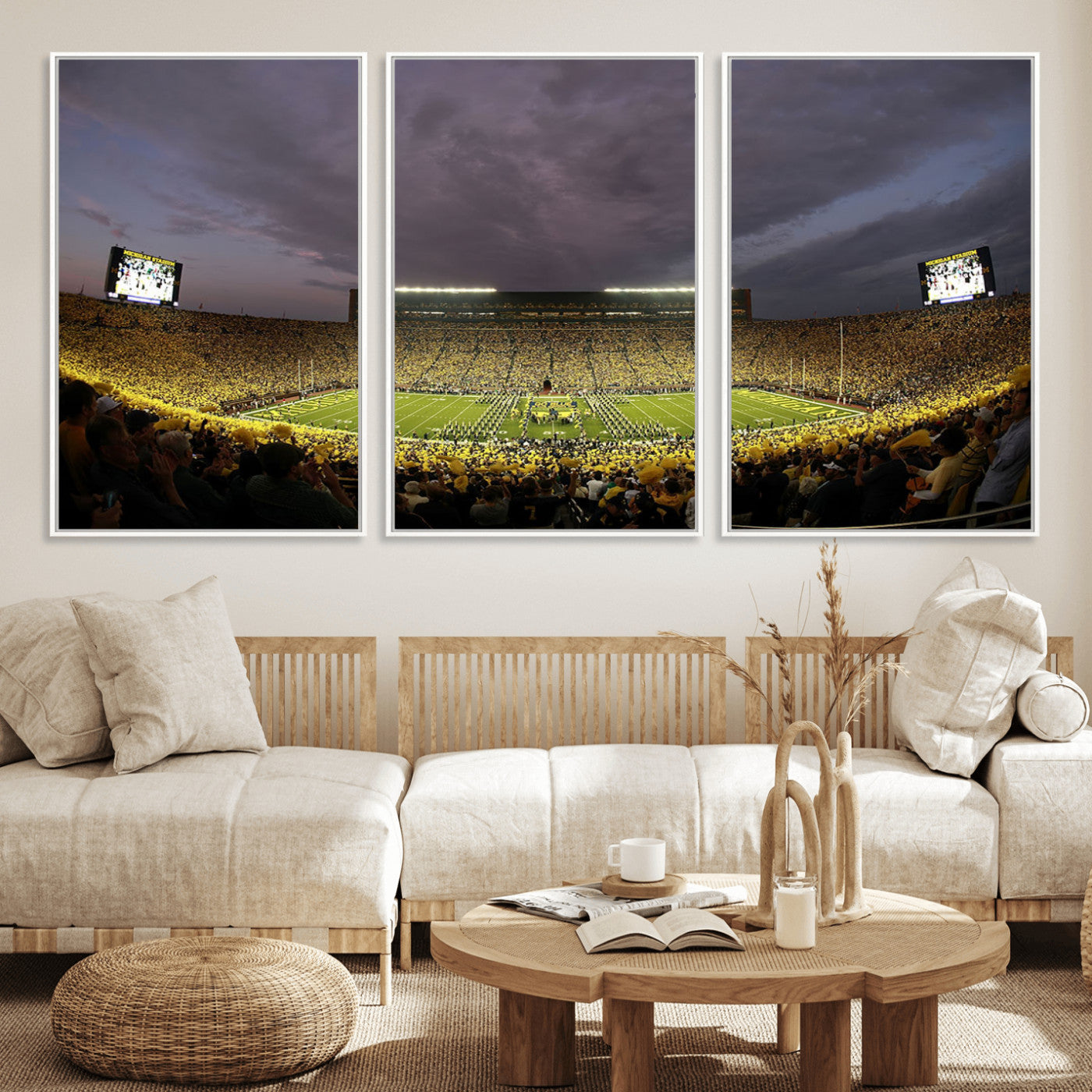 72404-MGV-FC-60X30-3P_White-Michigan Wolverines Print - Michigan Stadium Wall Art Canvas Print