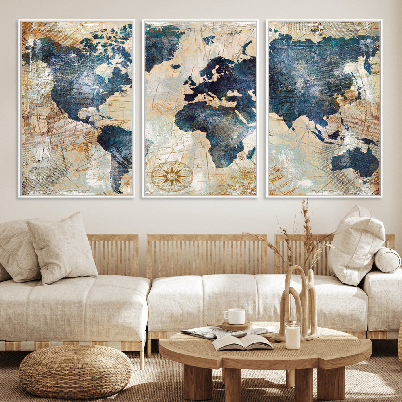 84561-MGV-CV-36X24-Push Pin World Map Canvas Print – Framed Wall Art for Couples, Travel Tracker Map, Anniversary Gift for Home Decor