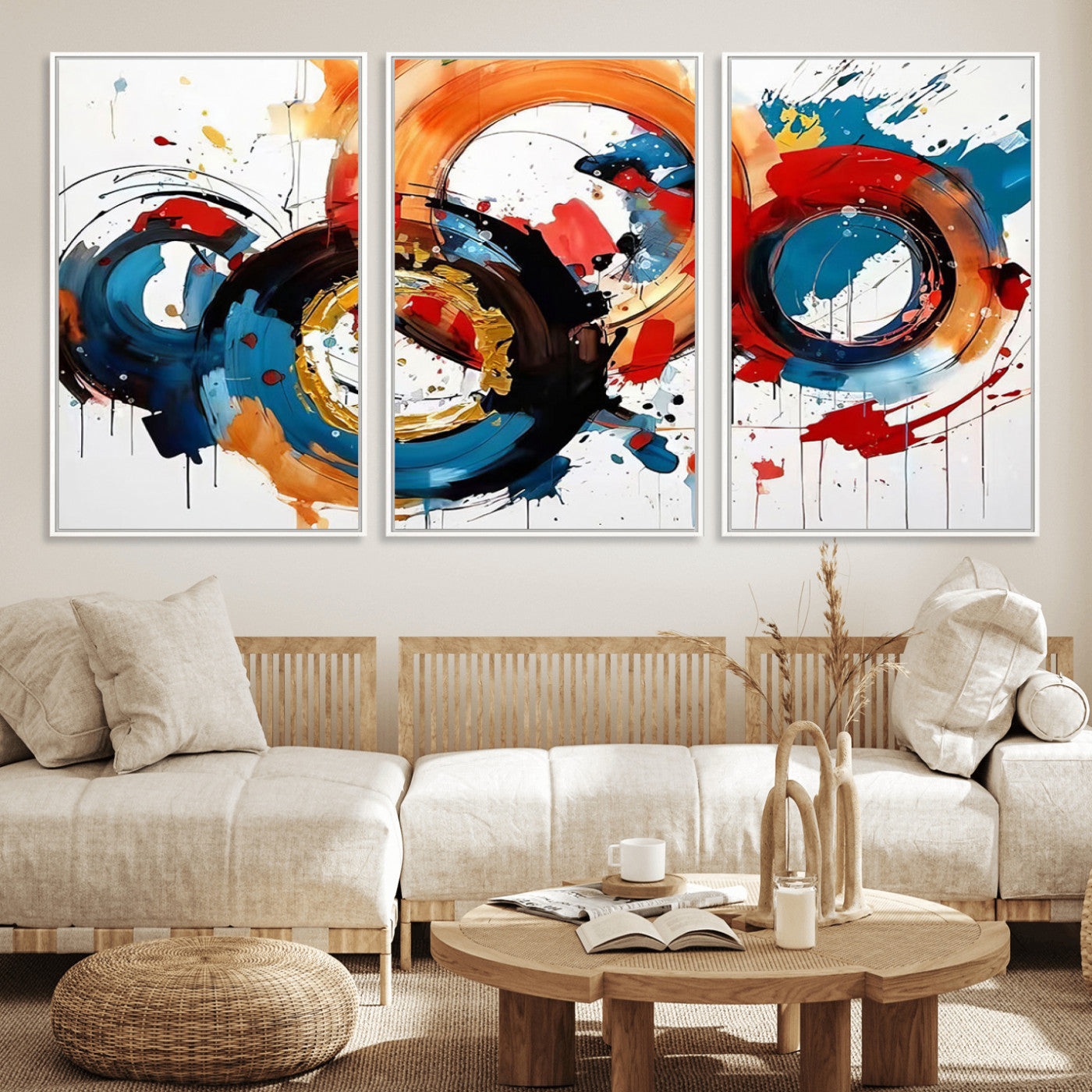 88266-MGV-FC-60X30-3P_White-Abstract Wall Art, Rings Wall Art Canvas Print