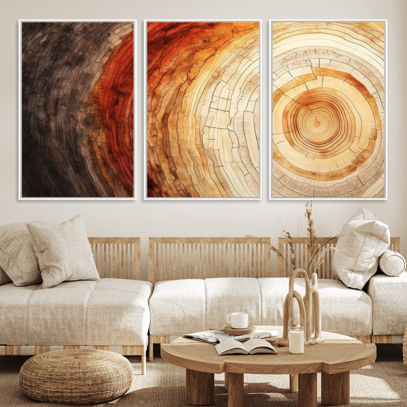 57529-MGV-CV-36X24-Tree Ring Print on Canvas Wall Art, Tree Stump Print, Wood Wall Art Living Room, Abstract Natural