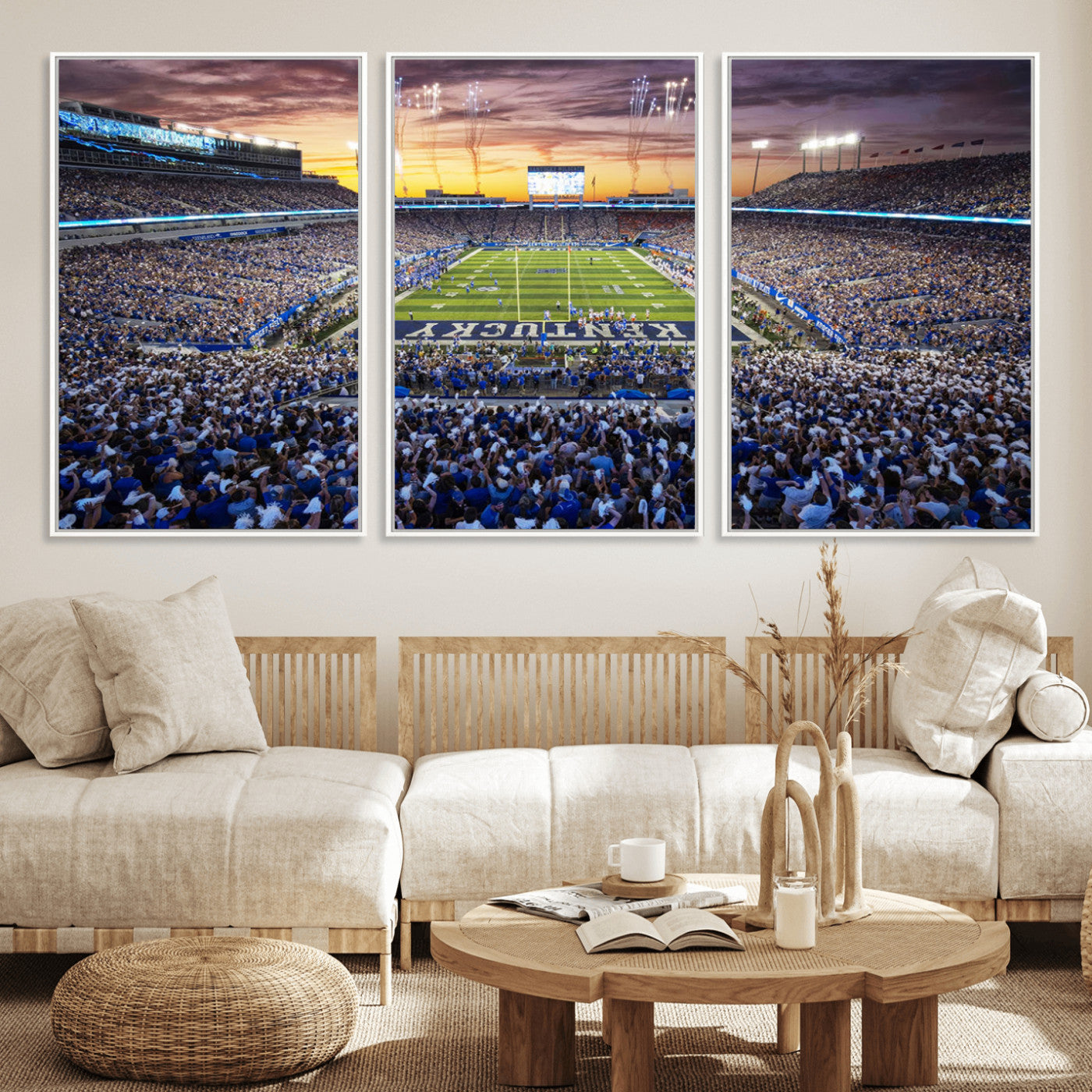 78524-MGV-FC-60X30-3P_White-Kroger Field Wall Art Print - Kentucky Stadium Wall Art Print - Sunset Football Stadium Wall Decor -