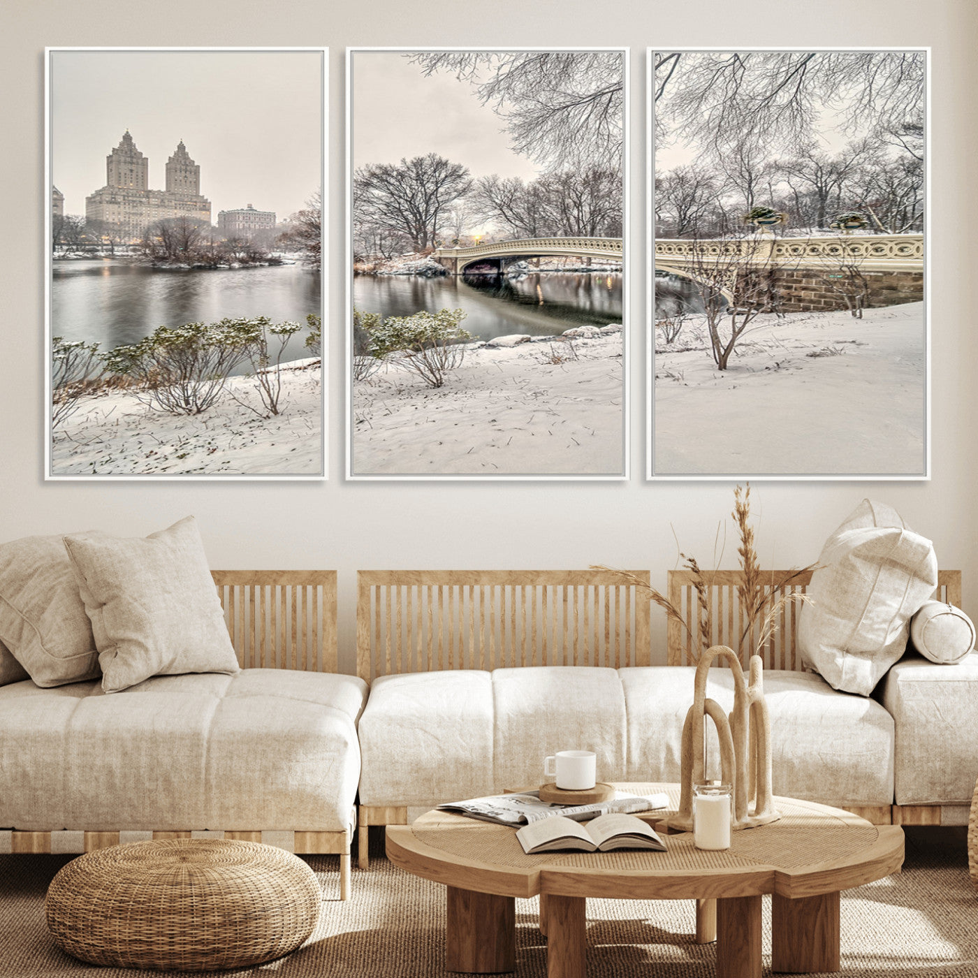 60292-MGV-FC-60X30-3P_White-The Bow Bridge in Central Park Canvas, The Bow Bridge Canvas Print