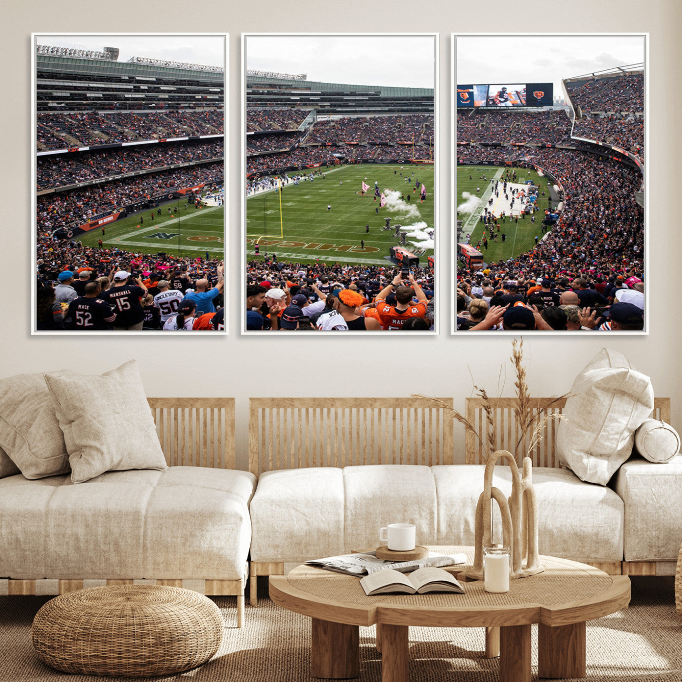 18347149-MGV-FC-60X30-3P_White-Chicago Bears Soldier Field Wall Art Canvas Print – Framed Football Stadium Artwork Team Spirit for home, office
