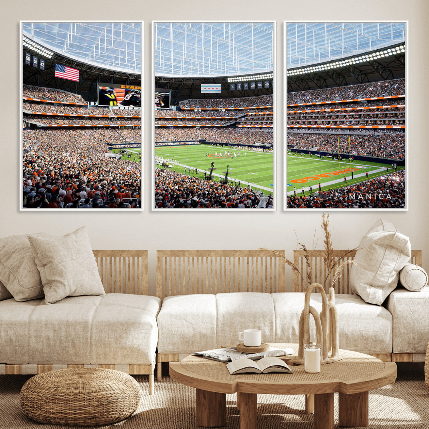 -Chicago Bears Soldiers Field Wall Art Canvas Print – Framed Football Stadium Artwork for Home, Office, Living Room