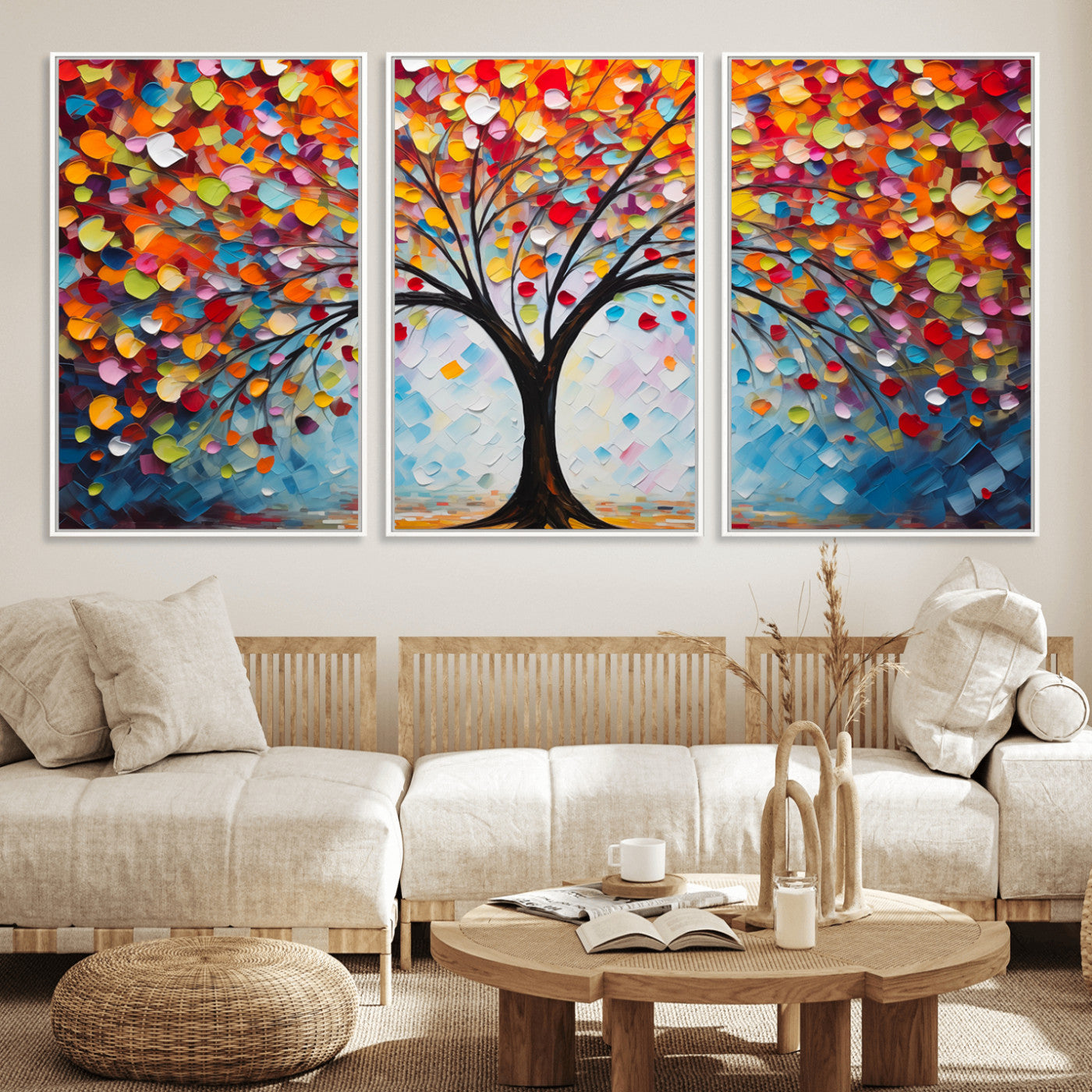HS2447-MGV-CV-36X24-Vibrant Tree of Life Canvas Wall Art – Colorful Abstract Nature in Modern Decor - Ready to Hang