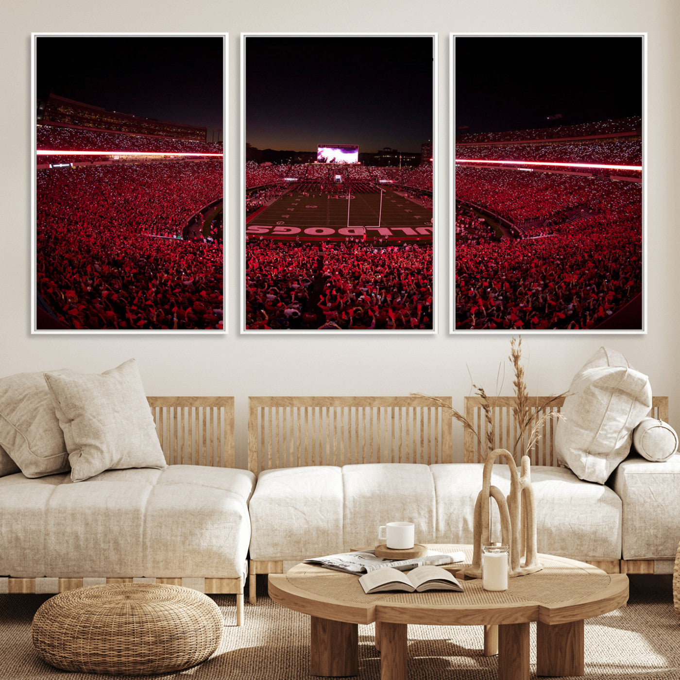 38331045-MGV-FC-60X30-3P_White-Dooley Stadium Wall Art, Sports Arena Canvas Print, Dooley Field Sanford Stadium Artwork for Home, Office