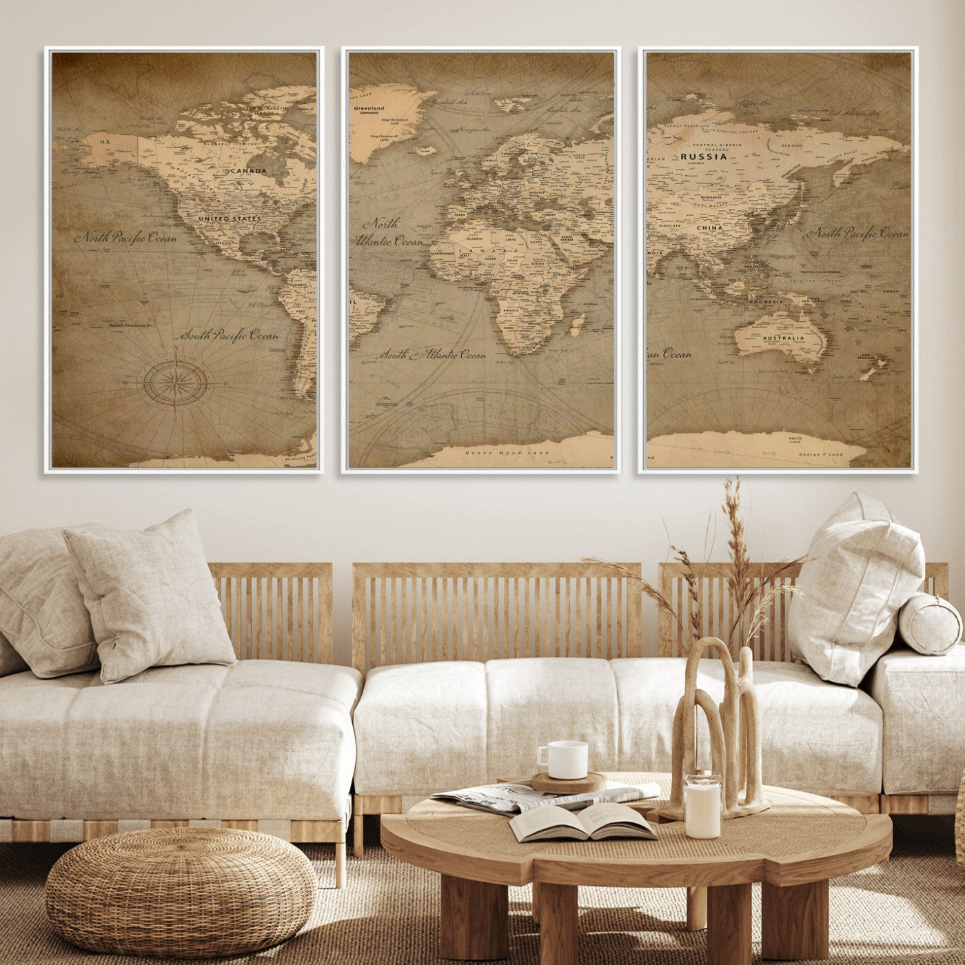 49946617-MGV-CV-36X24 - World Map Wall Art Canvas Print, Modern Decorative Framed Map Artwork Prints for Living Room, Office, Bedroom Wall Decor