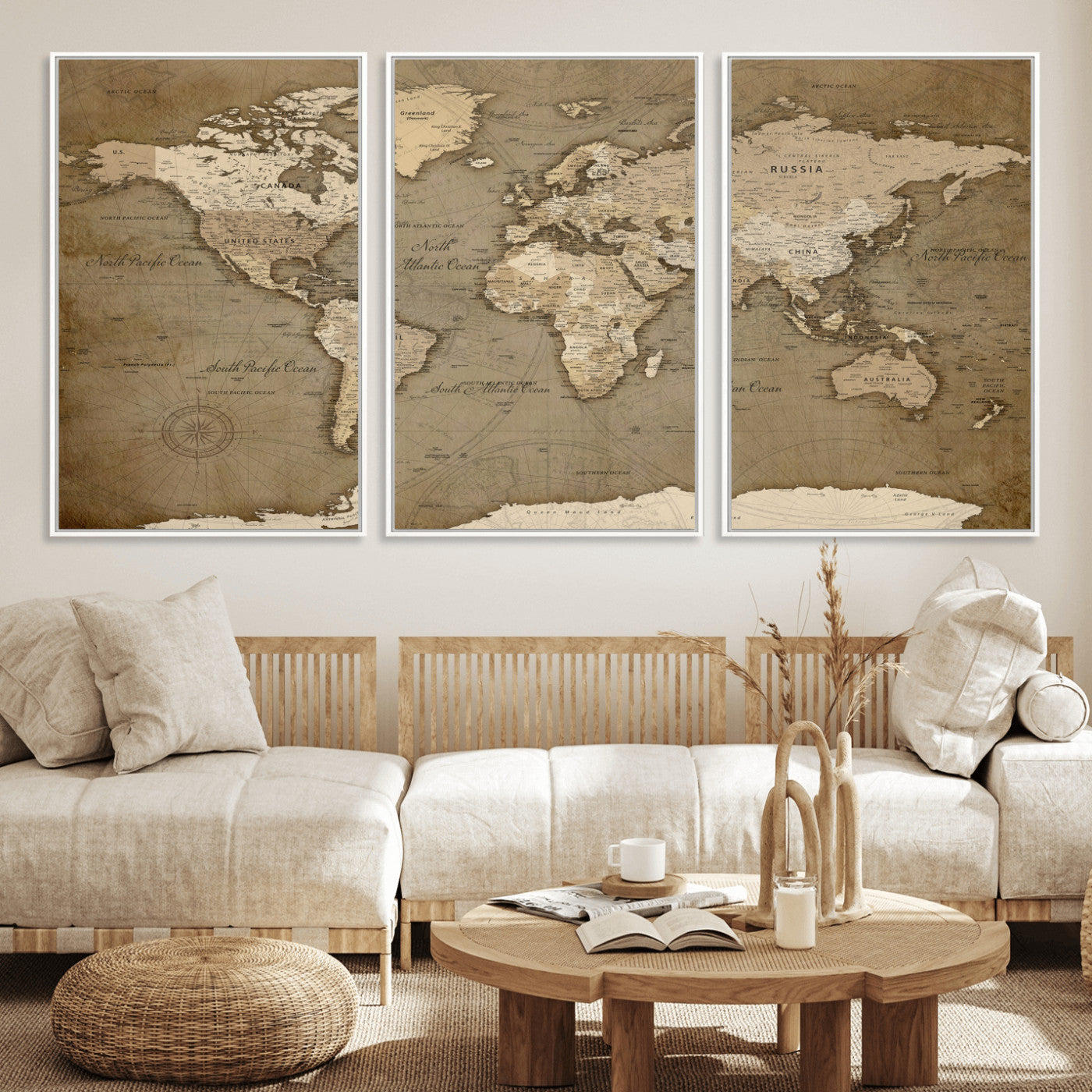 82314635-MGV-CV-36X24 - World Map Wall Art Canvas Print, Modern Decorative Framed Map Artwork Prints for Living Room, Office, Bedroom Wall Decor