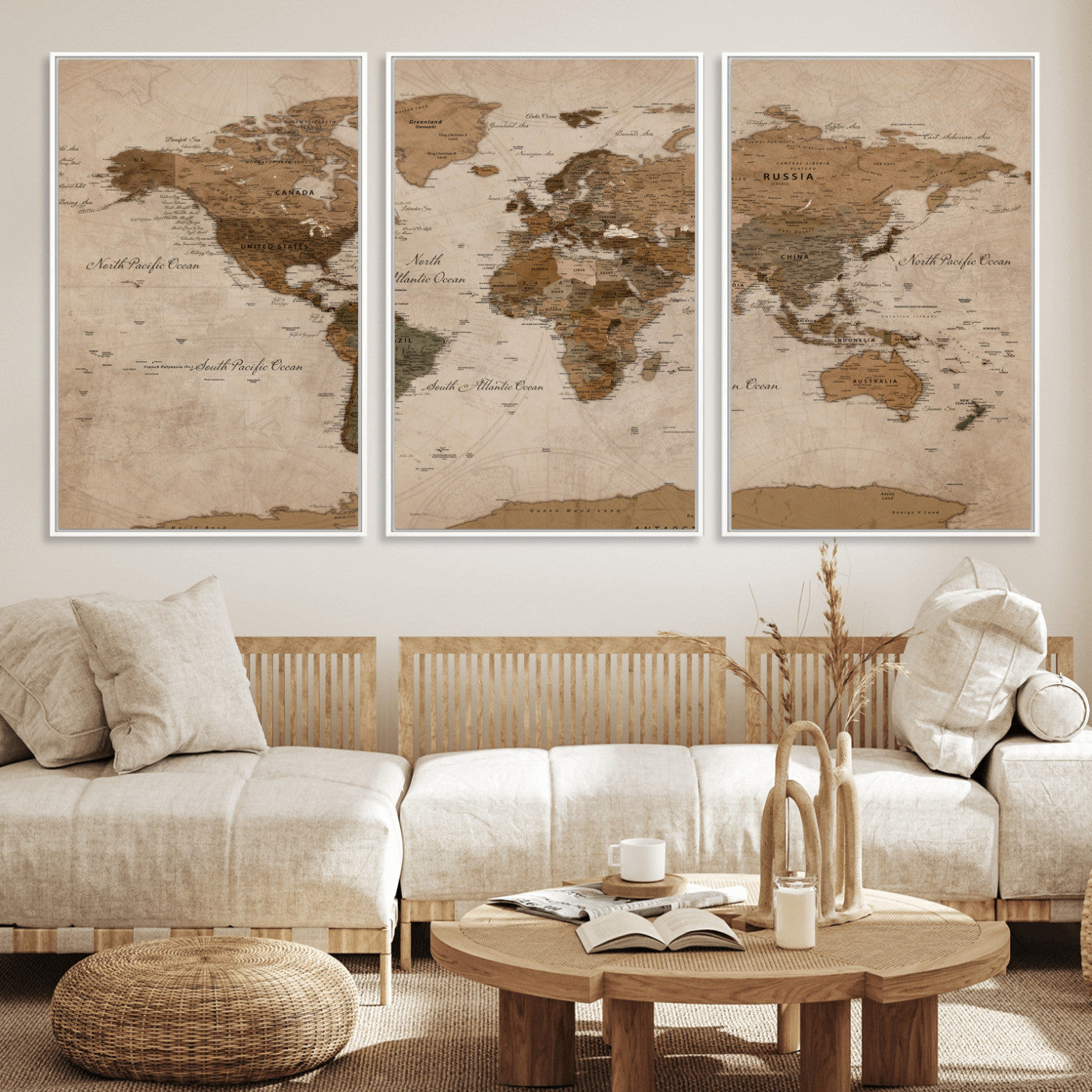 40064188-MGV-CV-36X24 - World Map Wall Art Canvas Print, Modern Decorative Framed Map Artwork Prints for Living Room, Office, Bedroom Wall Decor
