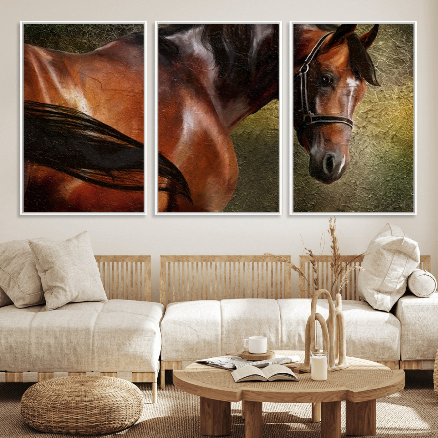 76810-MGV-CV-36X24-Majestic Brown Horse Wall Art Canvas Print – Framed Equestrian Artwork with Elegant Stallion Artwork for Home or Office Decor