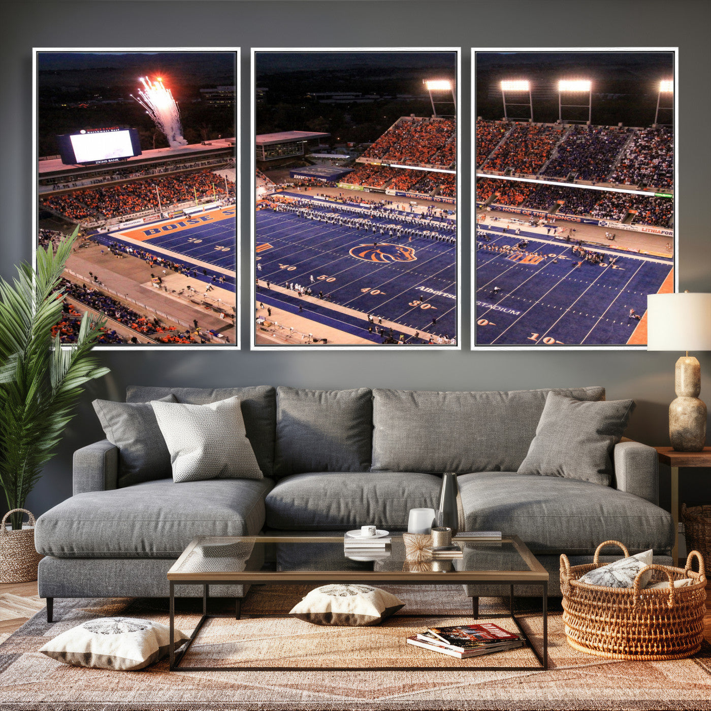 58849575-MGV-CV-36X24 - Boise State Stadium Large Wall Art Canvas Print for Living Room Office Wall Decor