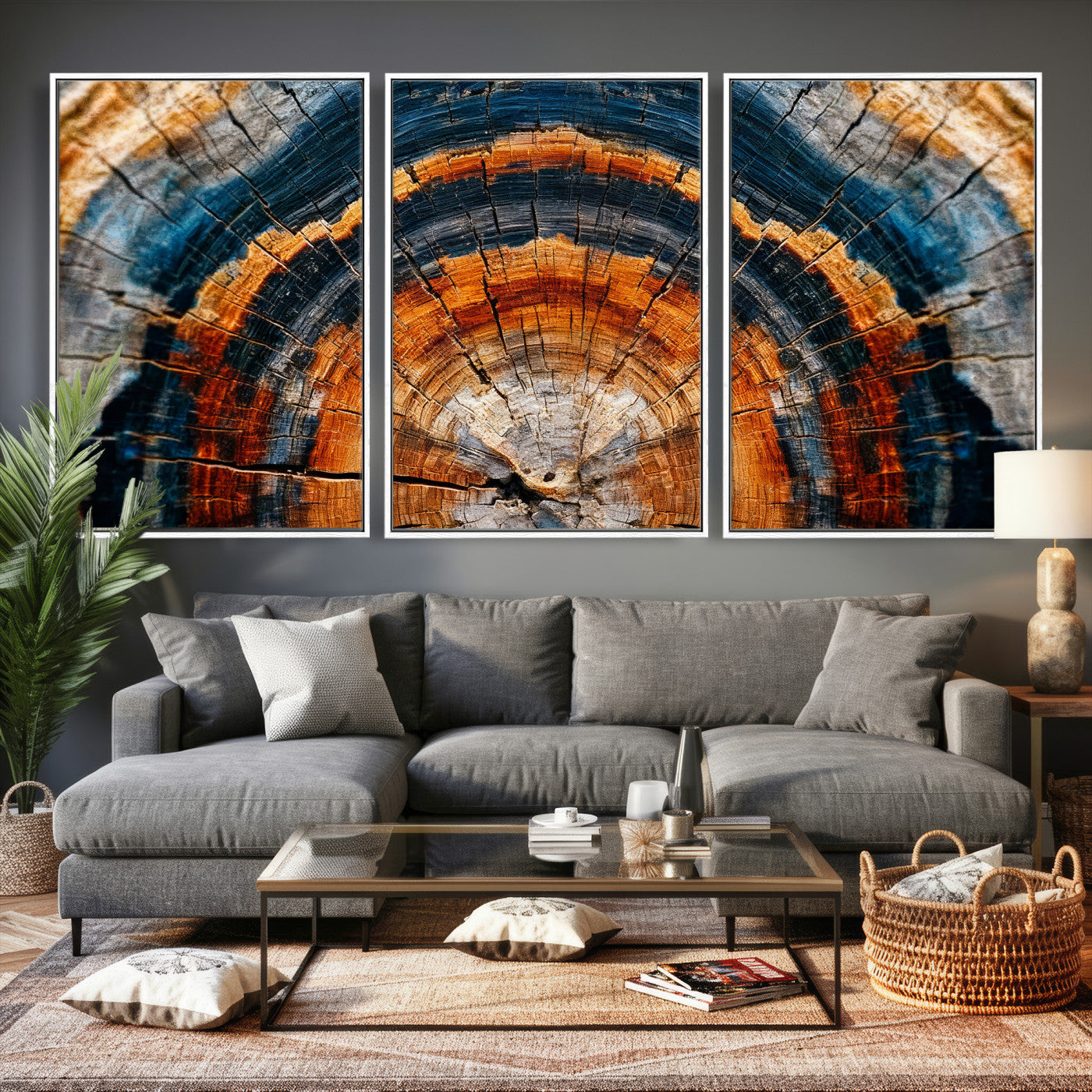 92693966N-MGV-CV-36X24 - Abstract Wood Grain Canvas Print, Tree Ring Pattern Wall Art, Framed Canvas Ready to Hang