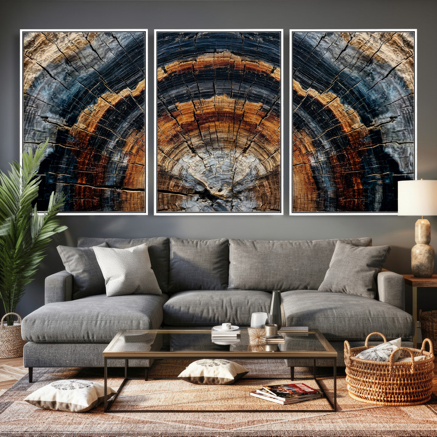 92693966A-MGV-CV-36X24 - Abstract Wood Grain Canvas Print, Tree Ring Pattern Wall Art, Framed Canvas Ready to Hang