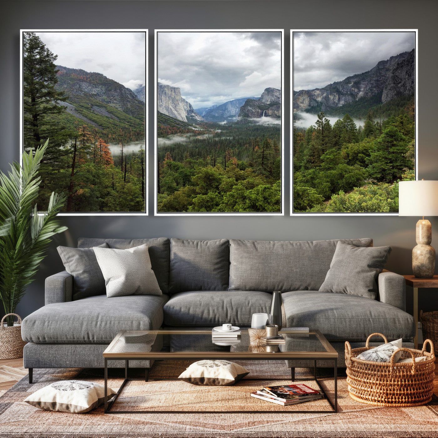 46168759-MGV-CV-36X24 - Yosemite Valley Wall Art Canvas Print, El Capitan Mountain Landscape Nature Wall Decor