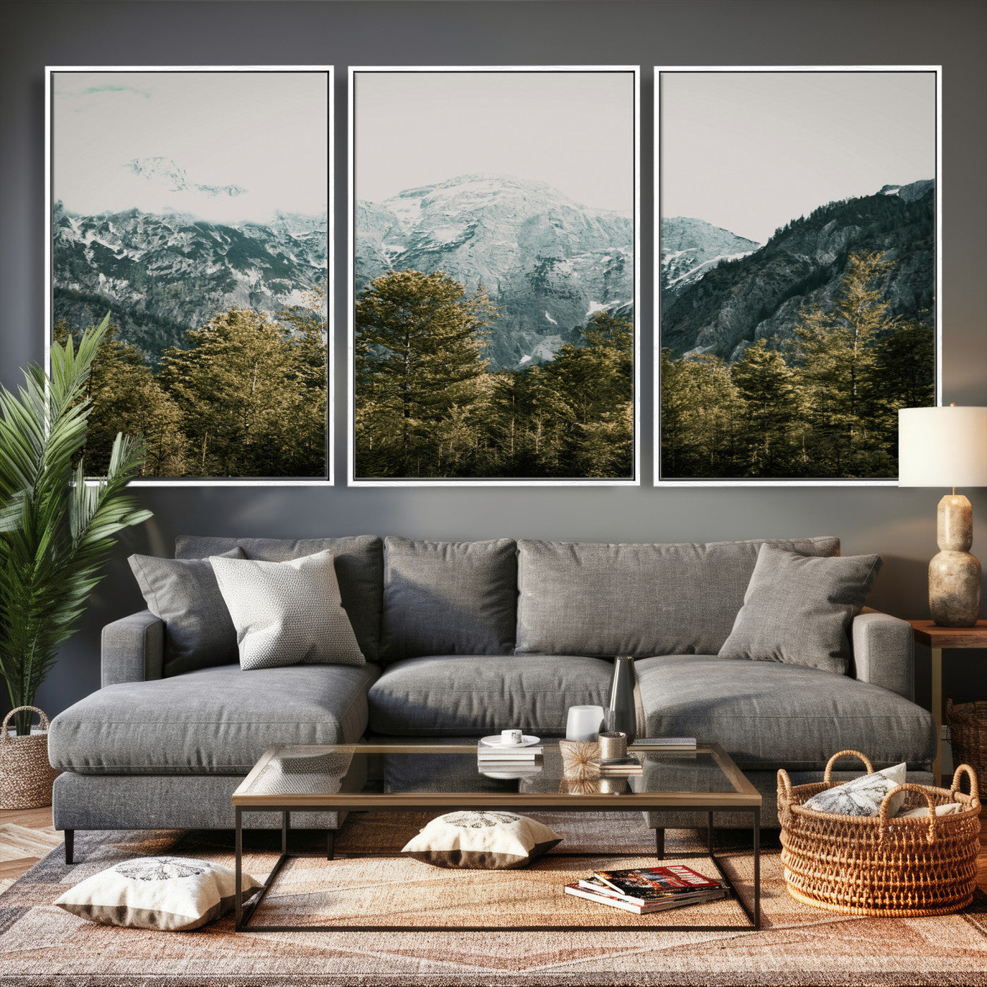 48479662-MGV-CV-36X24 - Mountain Forest Wall Art Canvas Print, Alpine Landscape Nature Photography, Moody Wilderness Wall Decor