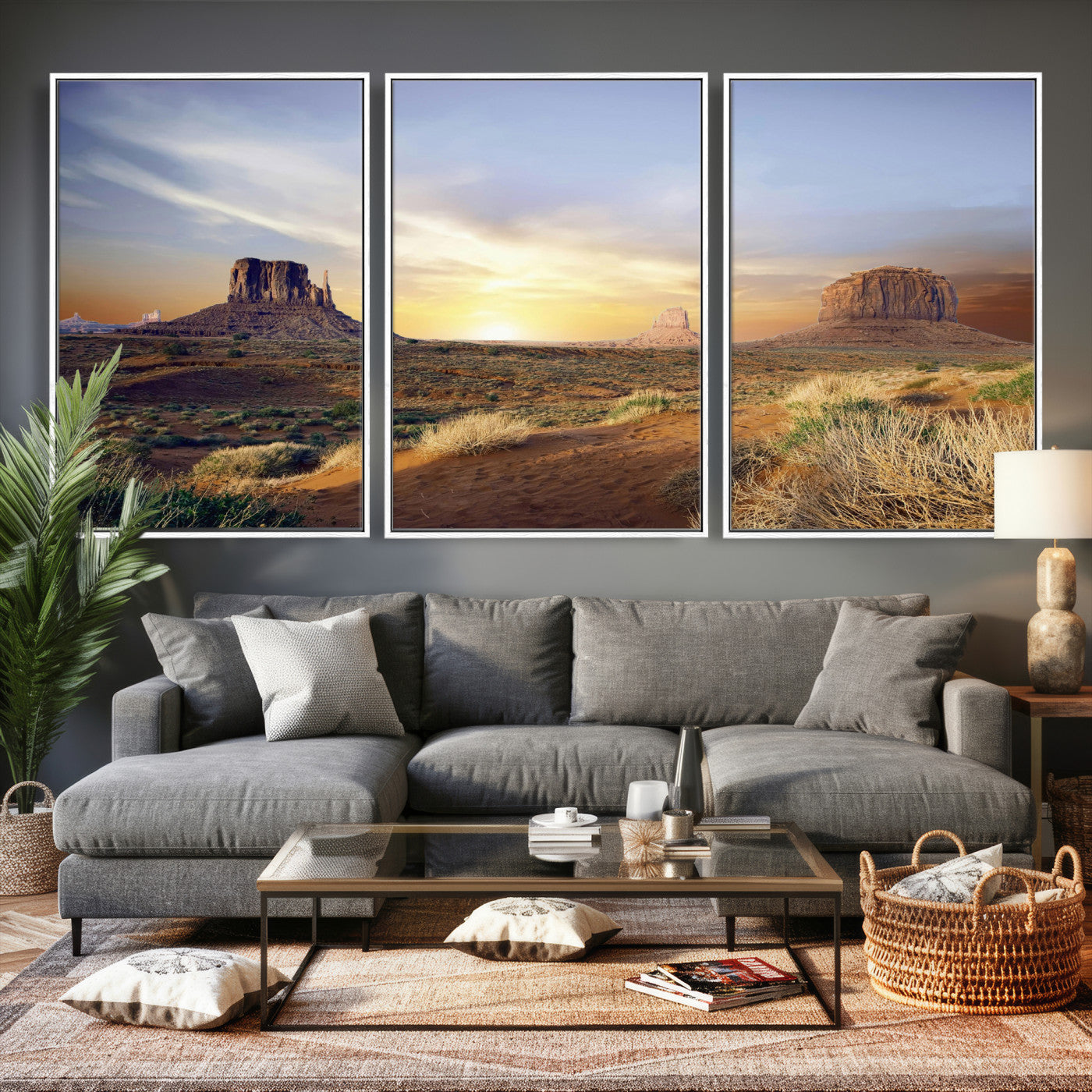 14901845-MGV-CV-36X24 - Monument Valley Desert Landscape Wall Art Canvas Print, Southwest Desert Rock Formation Canvas Print, Western Red Rock Panorama Art Printing