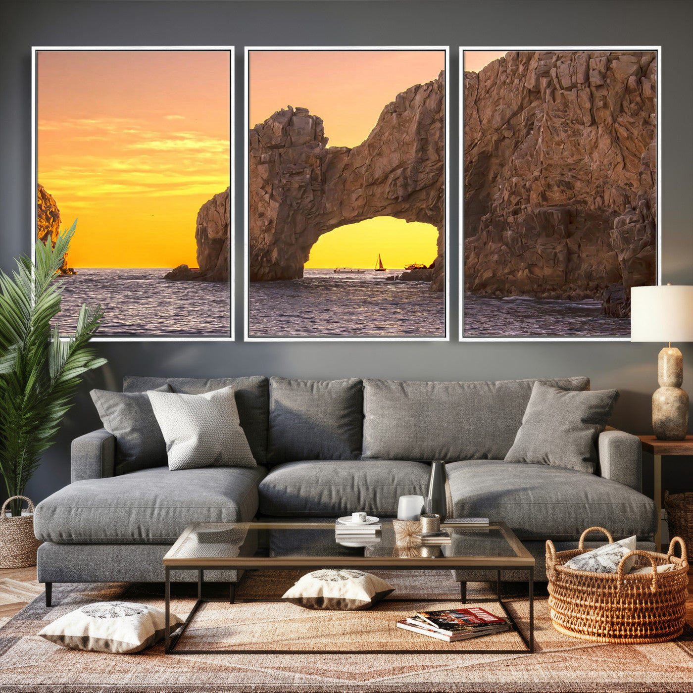 66414515-MGV-CV-36X24 - El Arco Cabo San Lucas Ocean Arch Wall Art Canvas Print, Baja California Rock Arch Seascape Canvas Print, Mexico Coastal Landmark Scenic Art Printing