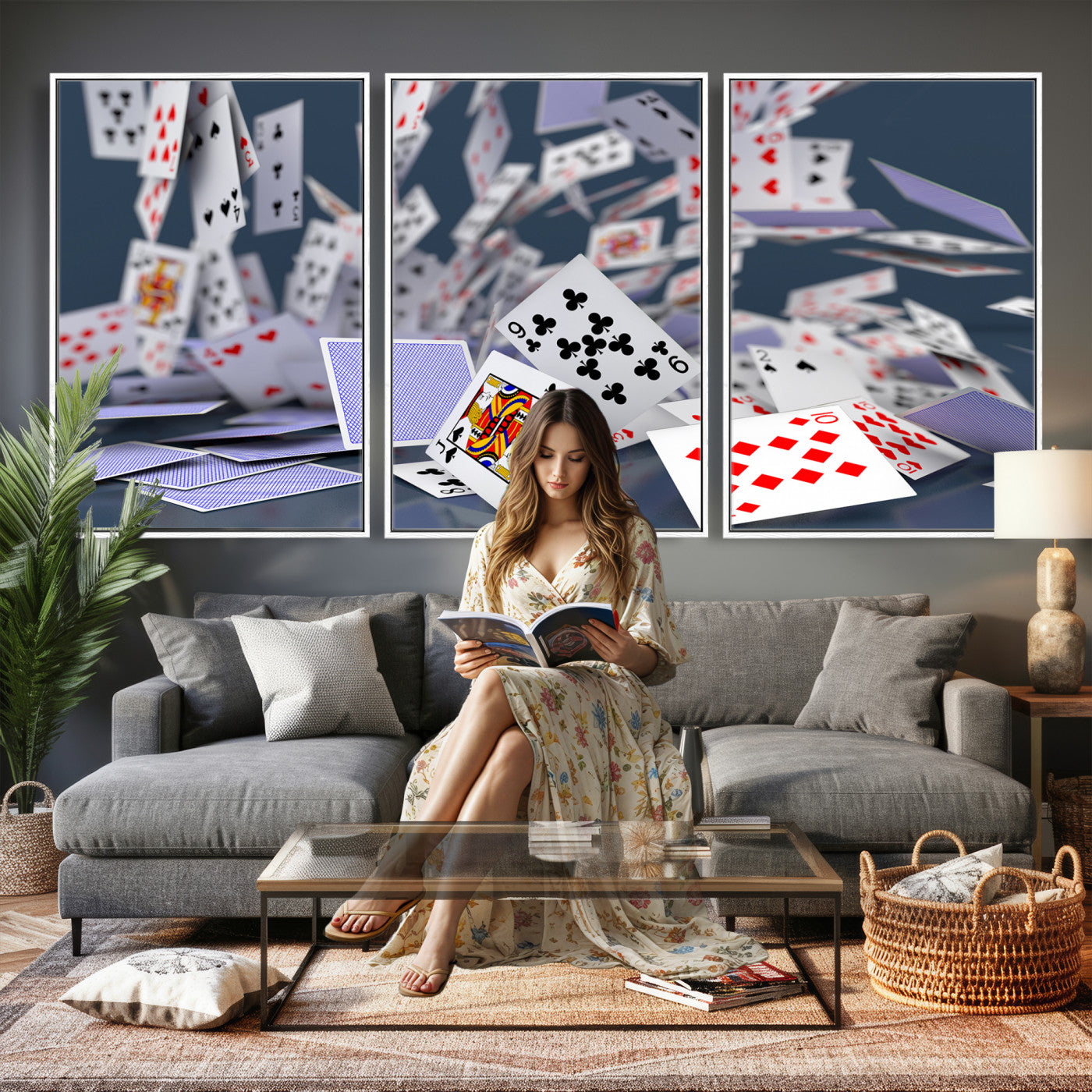 66392185-MGV-CV-36X24 - Playing Cards Canvas Wall Art | Casino Game Room Decor, Poker Decor Art