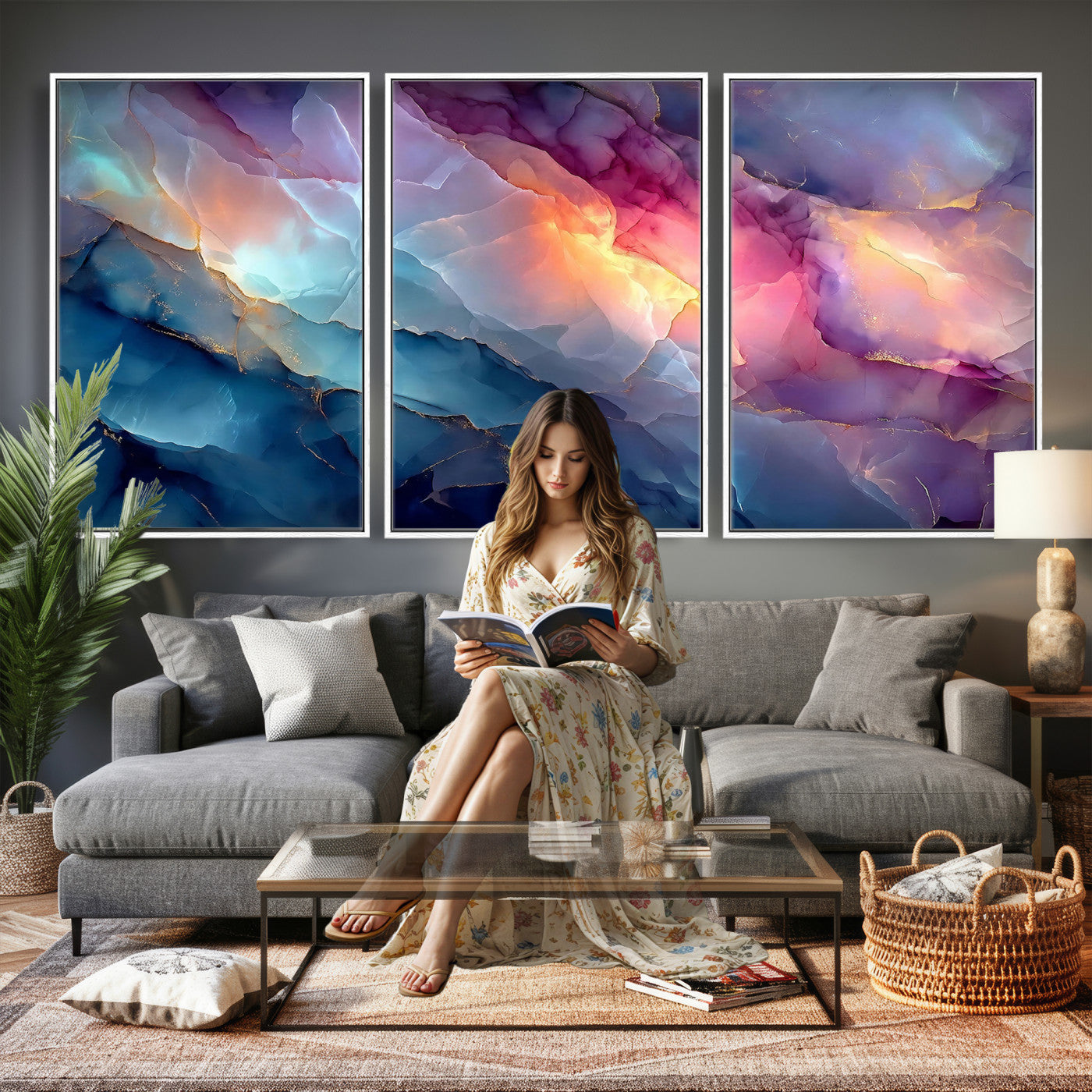 28163849-MGV-CV-36X24 - Colorful Abstract Canvas Wall Art Print, Vibrant Popup Color Art Print