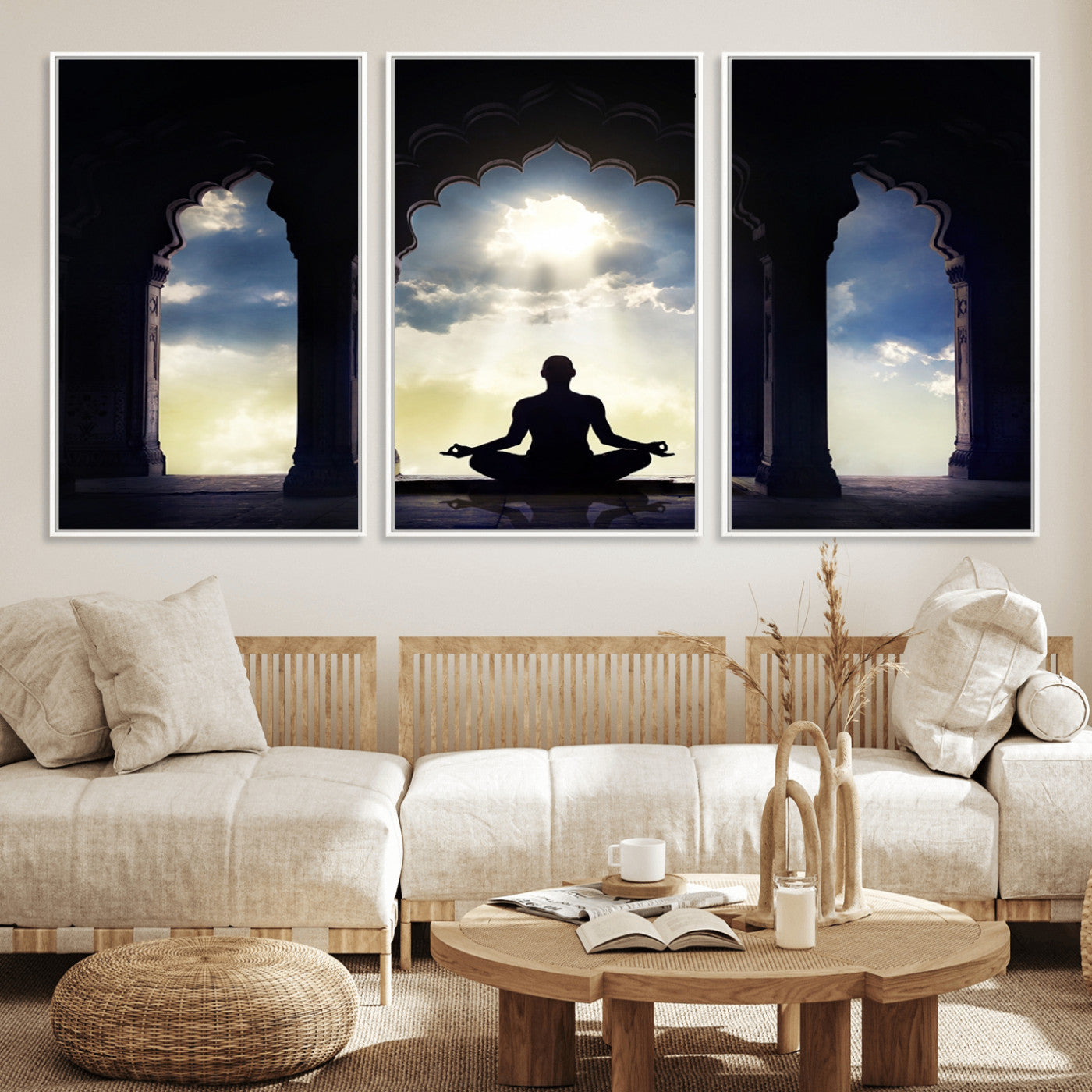 26862-MGV-FC-60X30-3P_White-Women and Yoga Wall Art Canvas Print