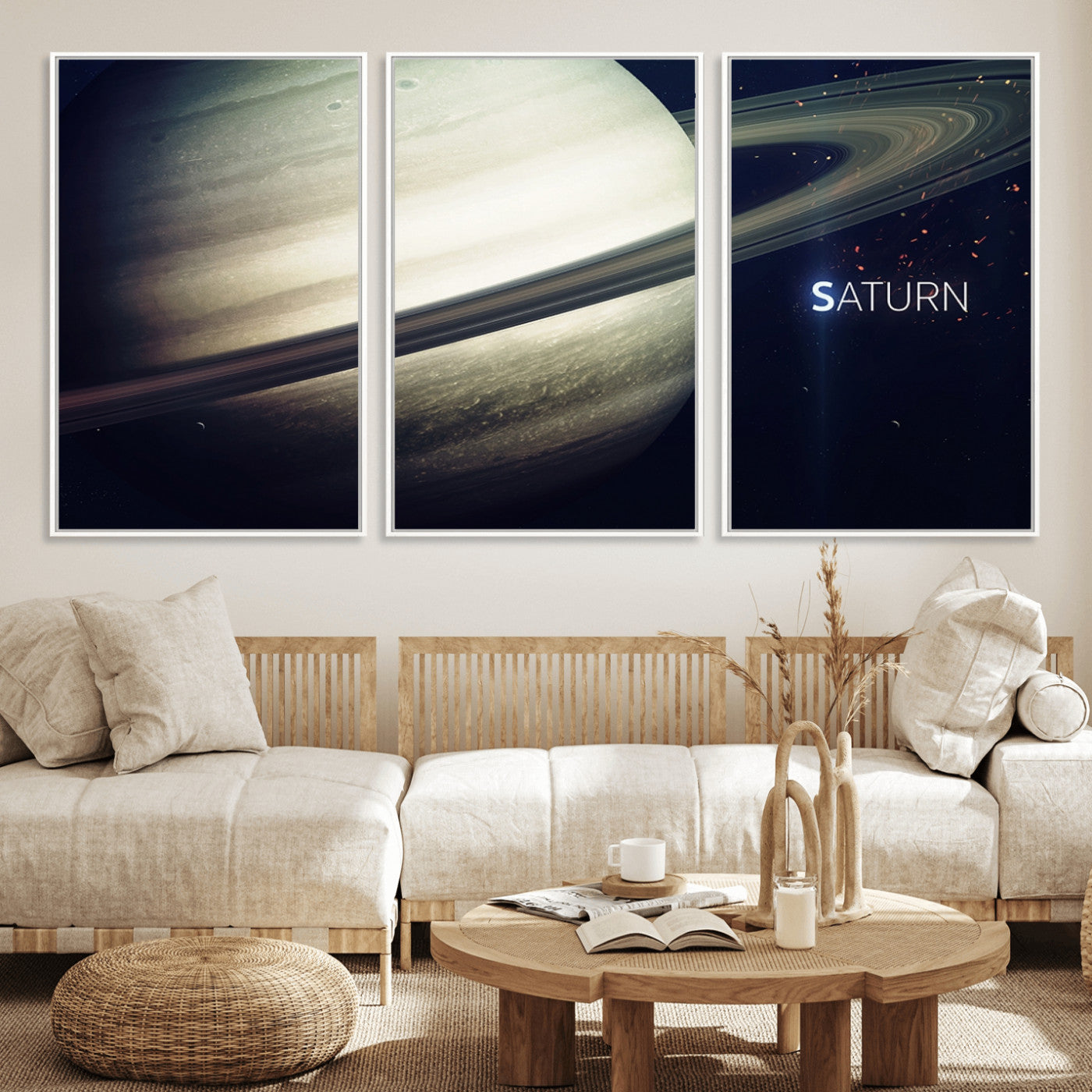 53060-MGV-FC-60X30-3P_White-Framed Saturn Wall Art Canvas Print