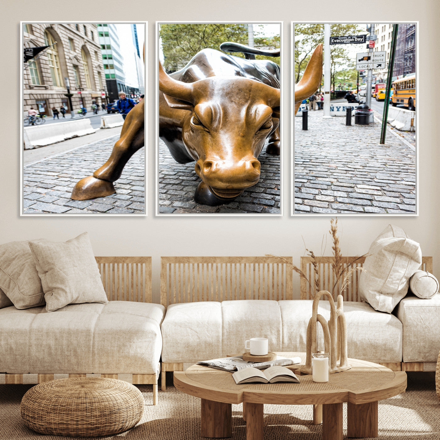 86623-MGV-FC-60X30-3P_White-Charging Bull Wall Art Canvas Print