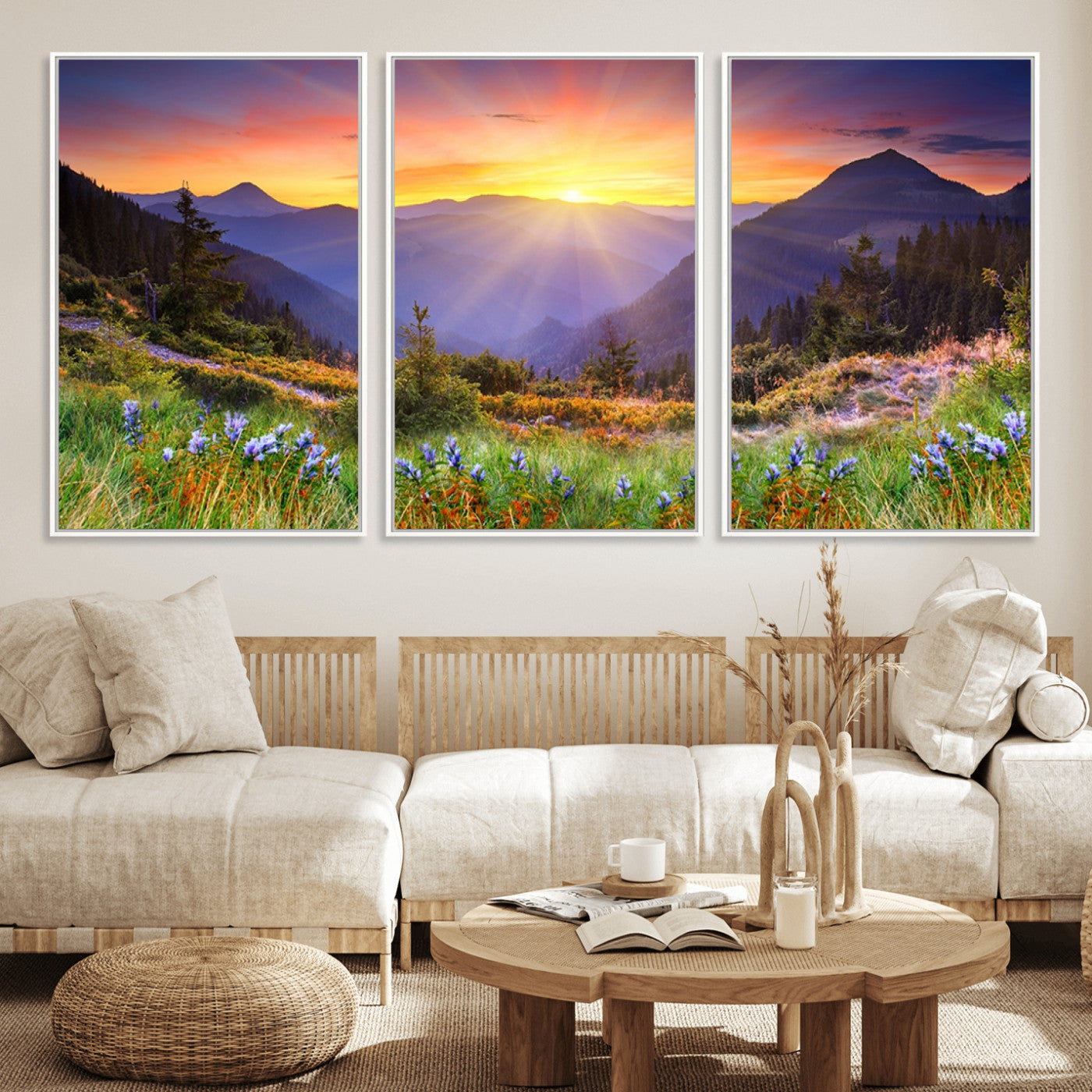 -Mountain and Spring Wall Art Canvas Print