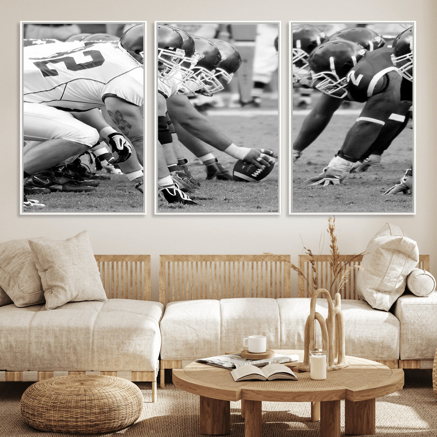 97432-MGV-FC-60X30-3P_White-American Football Player Wall Art Canvas Print
