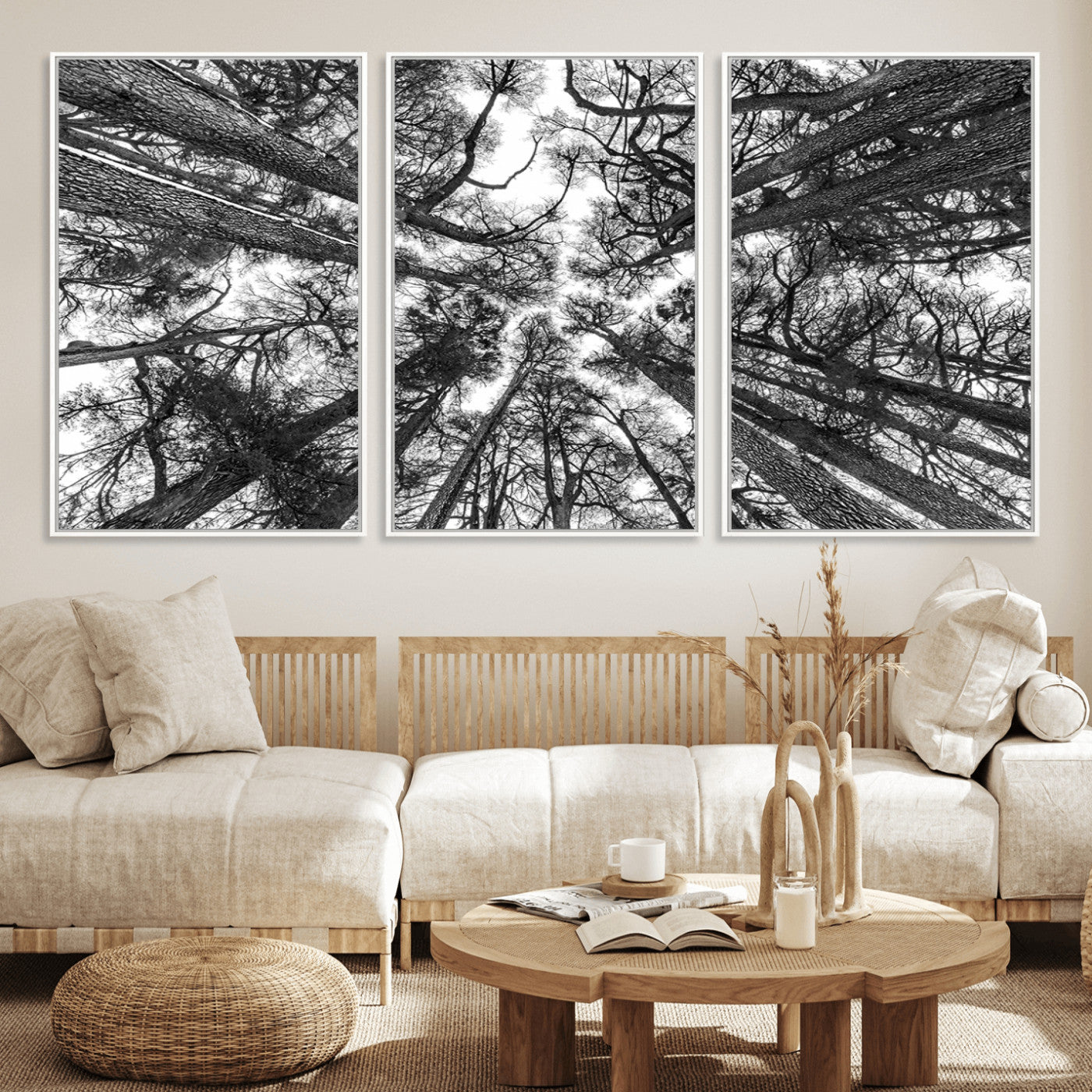 33934-MGV-FC-60X30-3P_White-Trees Contemporary Art Canvas Print