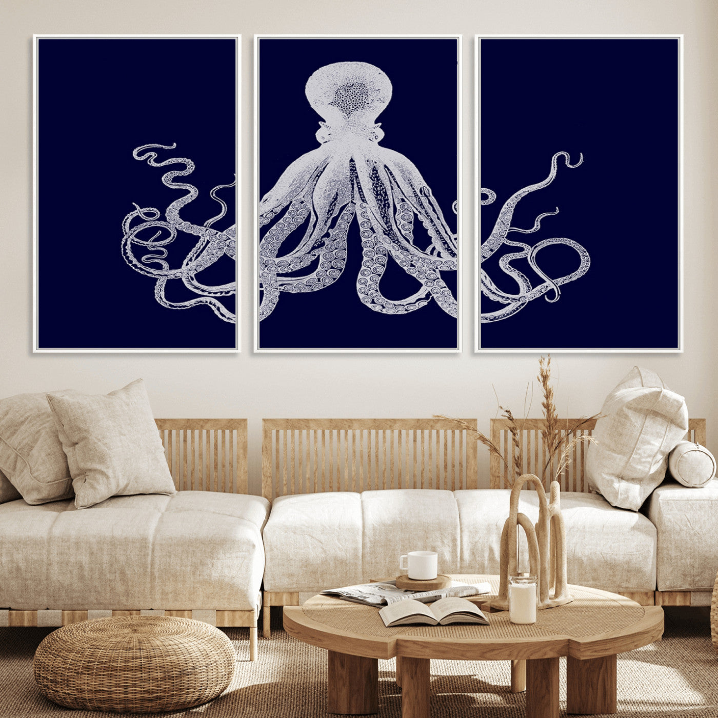 -Blue Octopus Wall Art Canvas Print