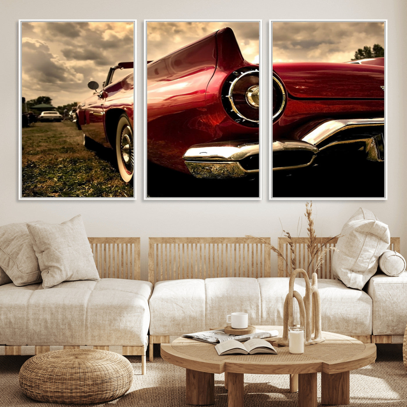60259-MGV-FC-60X30-3P_White-Red Classic Car Wall Art Canvas Print