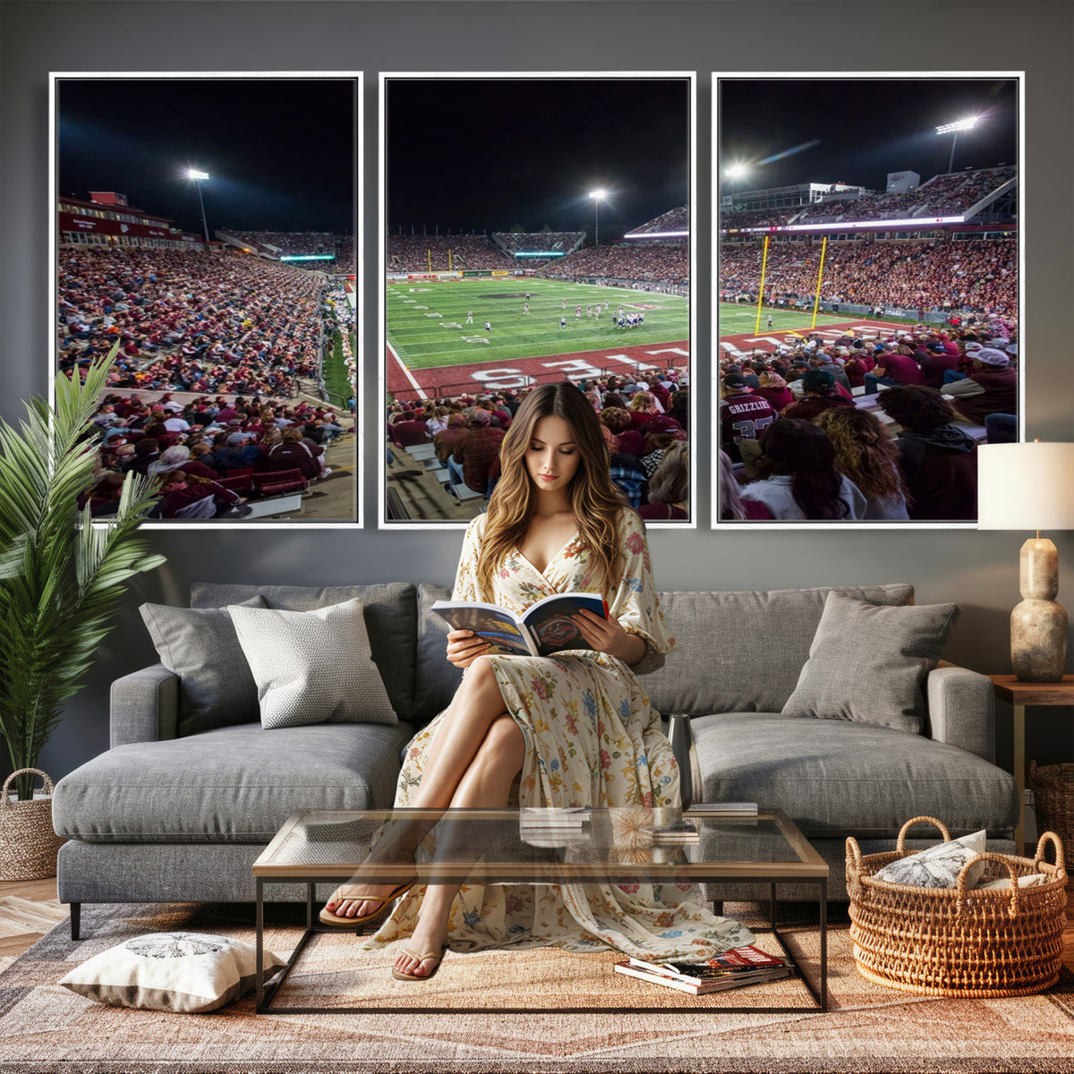 56191-MGV-CV-36X24 - Washington Grizzly Stadium American Football Wall Art Canvas Print, Sports Wall Art Print, Game Room Decor-1