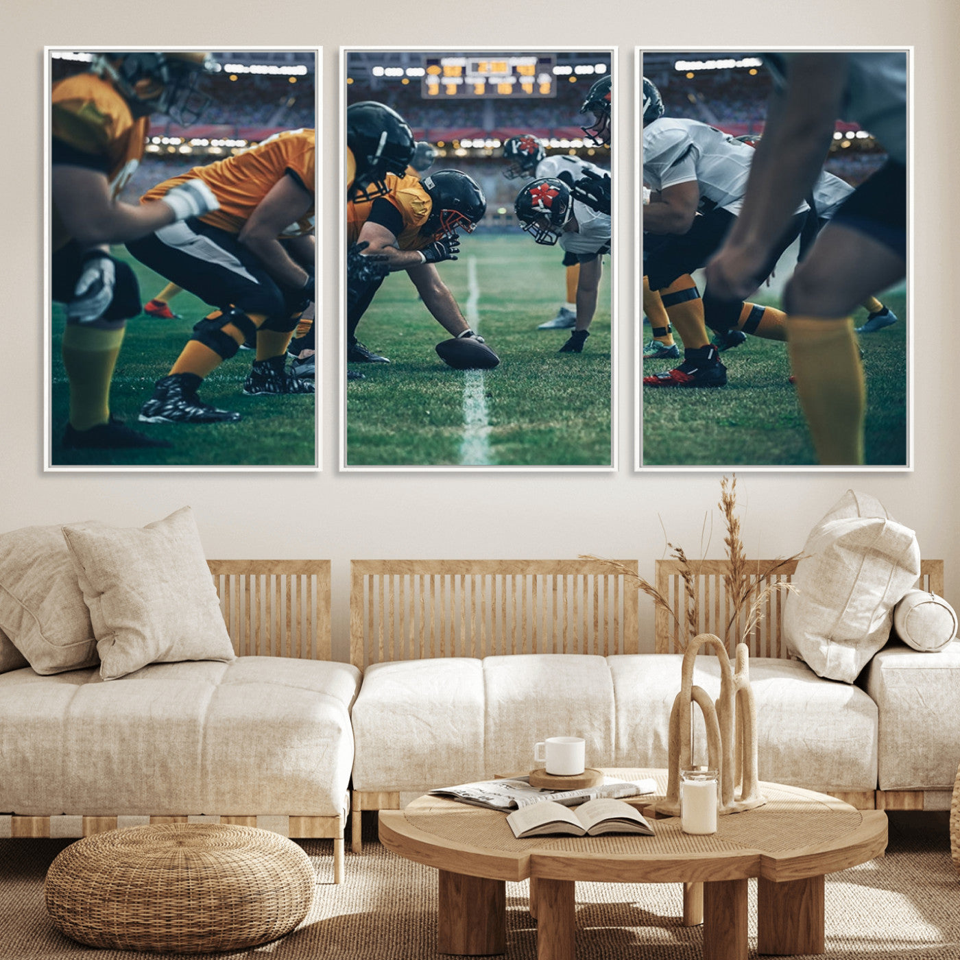 83227-MGV-FC-60X30-3P_White-American Football Playing Wall Art Canvas Print