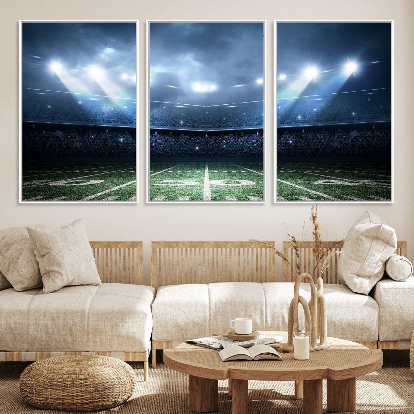 74741-MGV-FC-60X30-3P_White-American Football Stadium Wall Art Canvas, American Football Stadium Canvas Print