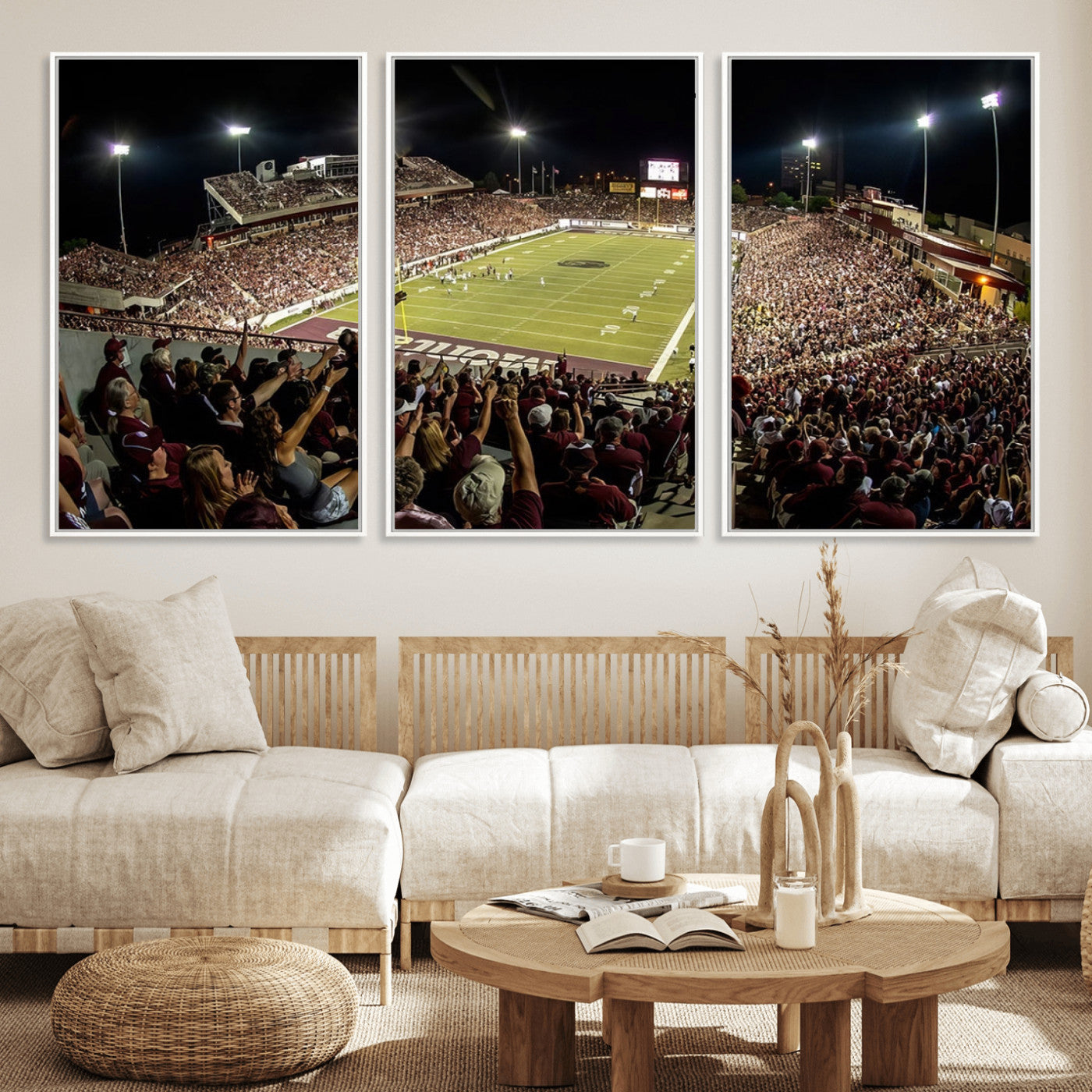 94126-MGV-FC-60X30-3P_White-Washington-Grizzly Stadium Canvas Print, American Football Wall Art Canvas Print, Stadium Sport Wall