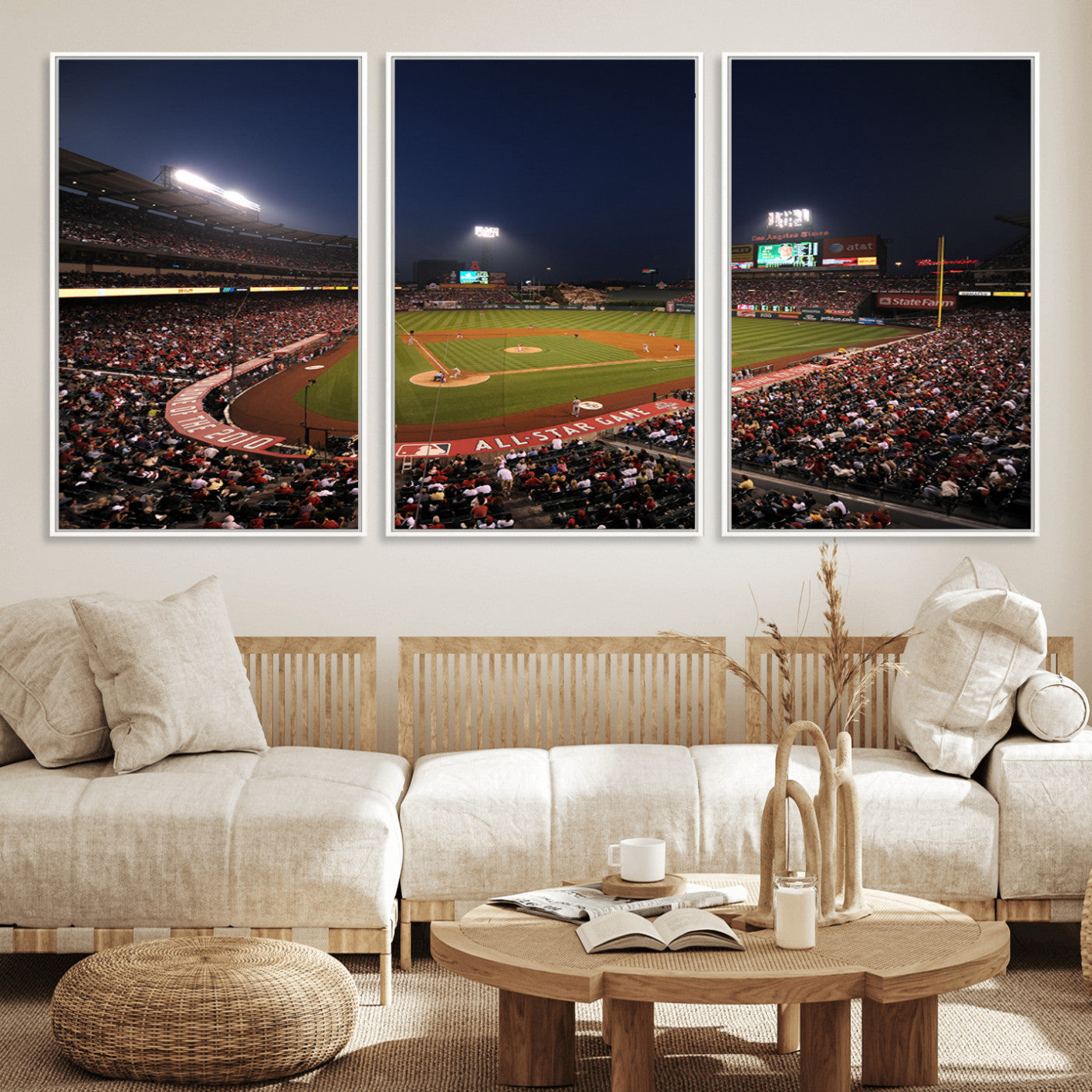 88896-MGV-FC-60X30-3P_White-Los Angeles Angels Baseball Team Print - Anaheim Angel Stadium Wall Art Canvas Print