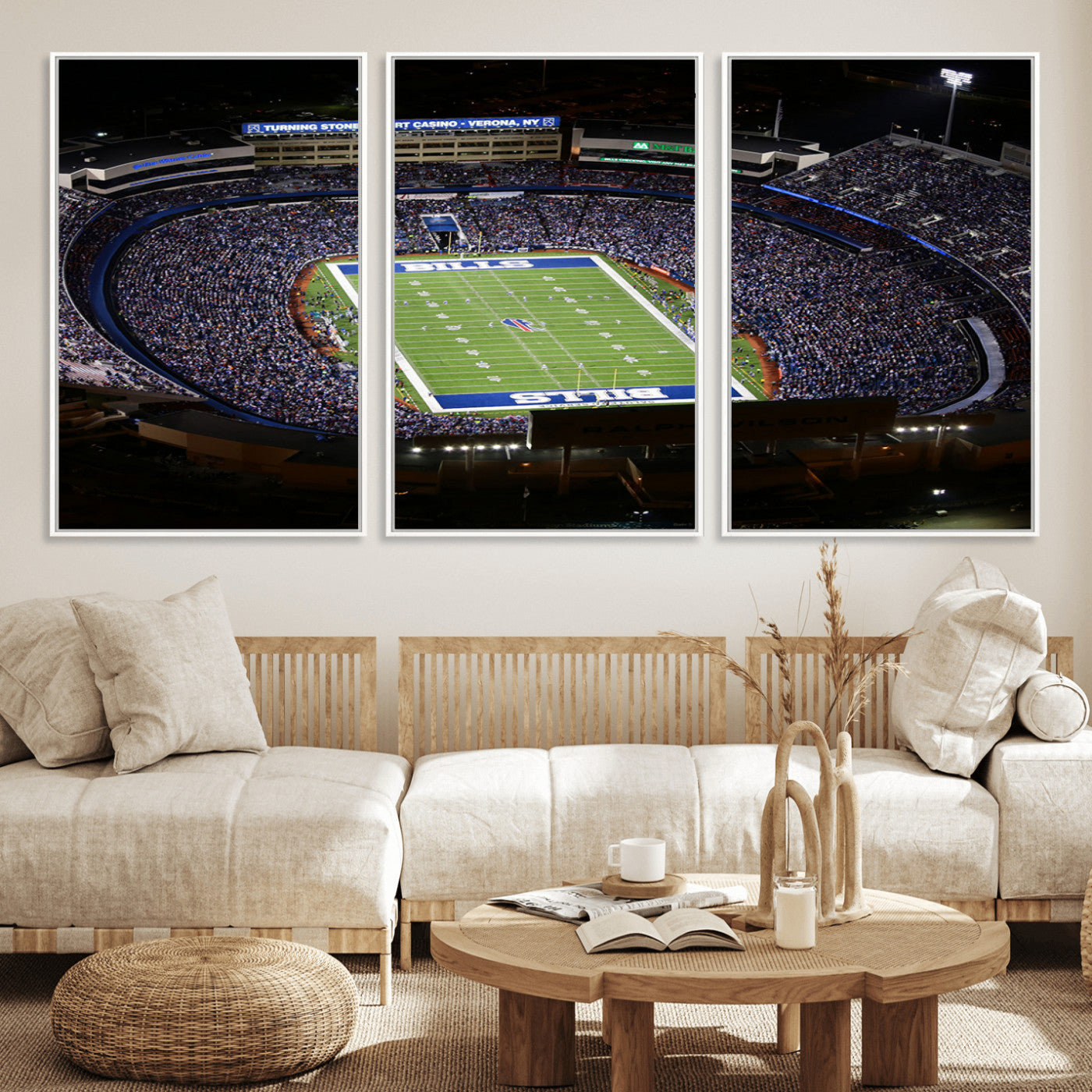 19030-MGV-FC-60X30-3P_White-Buffalo Bills NFL Football Team Print - Highmark Stadium Wall Art Canvas Print