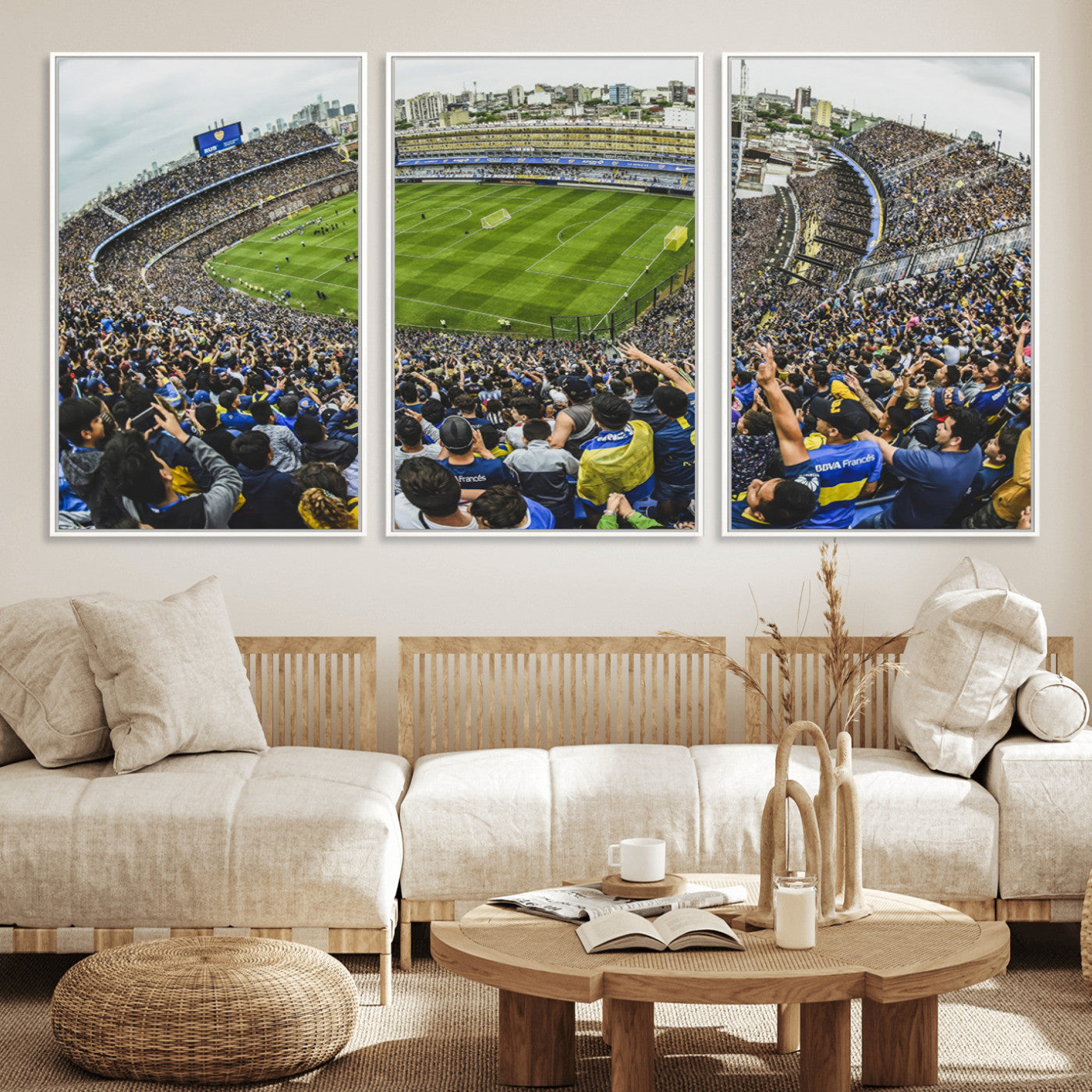 63839-MGV-FC-60X30-3P_White-Boca Juniors Soccer Team Print Wall Art - Buenos Aires Bombonera Stadium Canvas Print