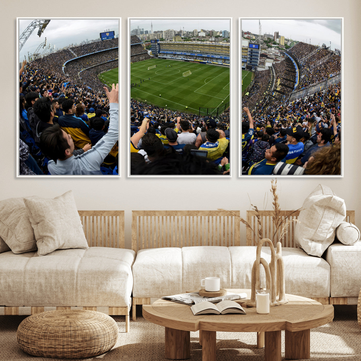23173-MGV-FC-60X30-3P_White-Boca Juniors Soccer Team Print - Buenos Aires Bombonera Stadium Wall Art Canvas Print