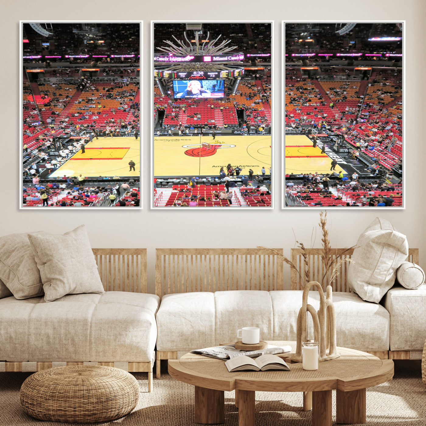 44024-MGV-FC-60X30-3P_White-Miami Heat Basketball Team Print Wall Art- Kaseya Center Stadium Wall Art Canvas Print