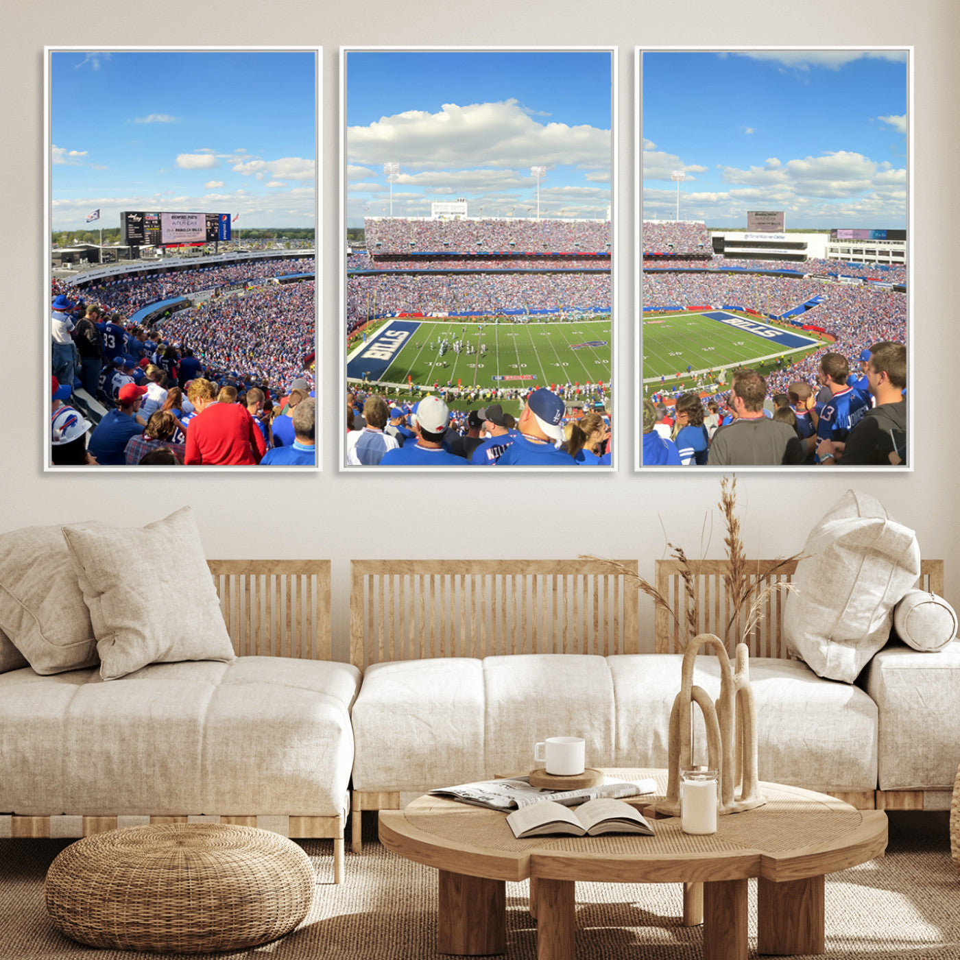 35302-MGV-FC-60X30-3P_White-Buffalo Bills NFL Football Team Print - Buffalo Highmark Stadium Wall Art Canvas Print