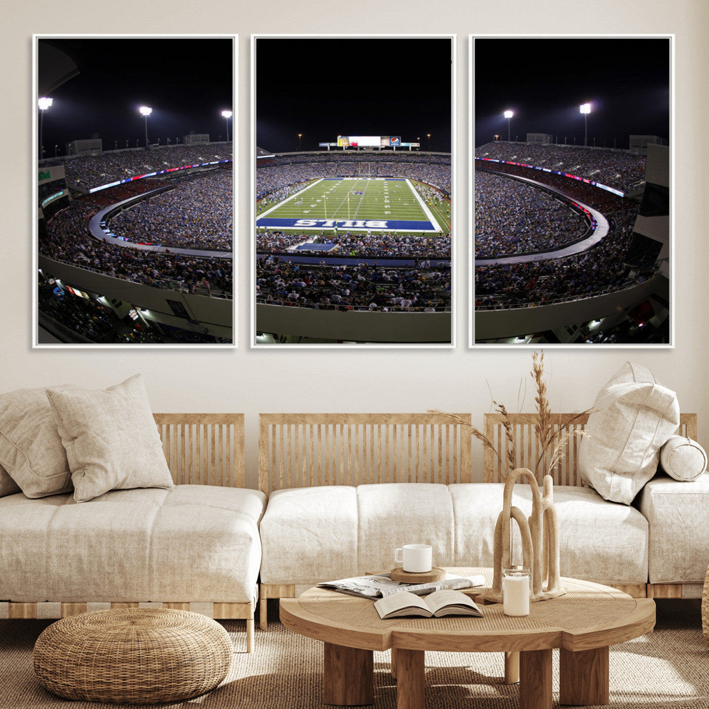 98546-MGV-FC-60X30-3P_White-Buffalo Bills NFL Football Team Print - Buffalo Highmark Stadium Wall Art Canvas Print