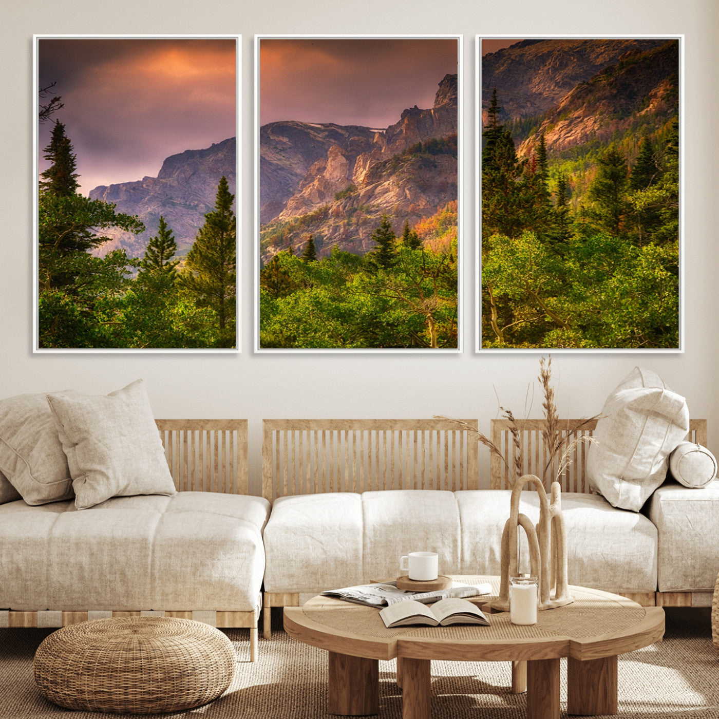 81684-MGV-FC-60X30-3P_White-Colorado Rockies Mountains Wall Art Canvas Print | Ready to Hang Framed Mountain Landscape