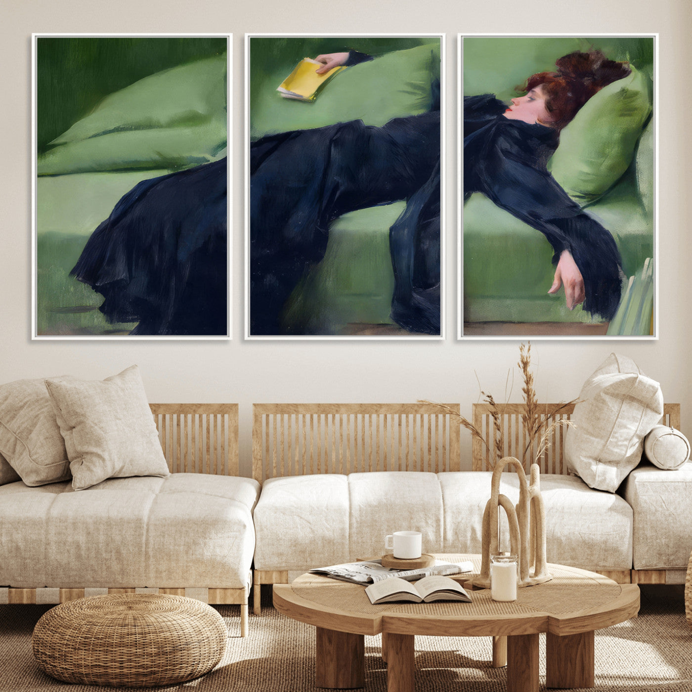 17725-MGV-FC-60X30-3P_White-Decadent Girl by Ramon Casas Wall Art Canvas Print, Framed Decadent Girl Canvas Print