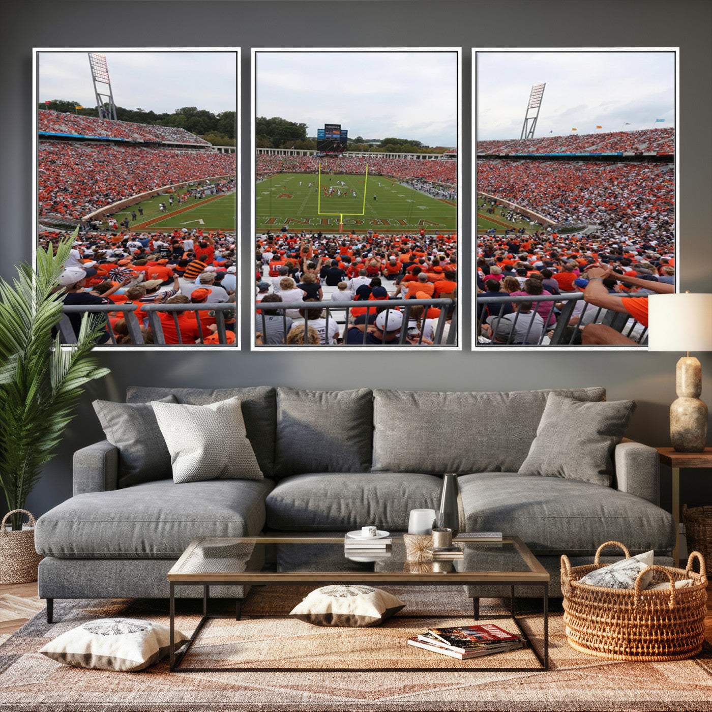 63606-MGV-CV-36X24 - Virginia Cavaliers Football Team Print - Charlottesville Scott Stadium Print Wall Art Canvas