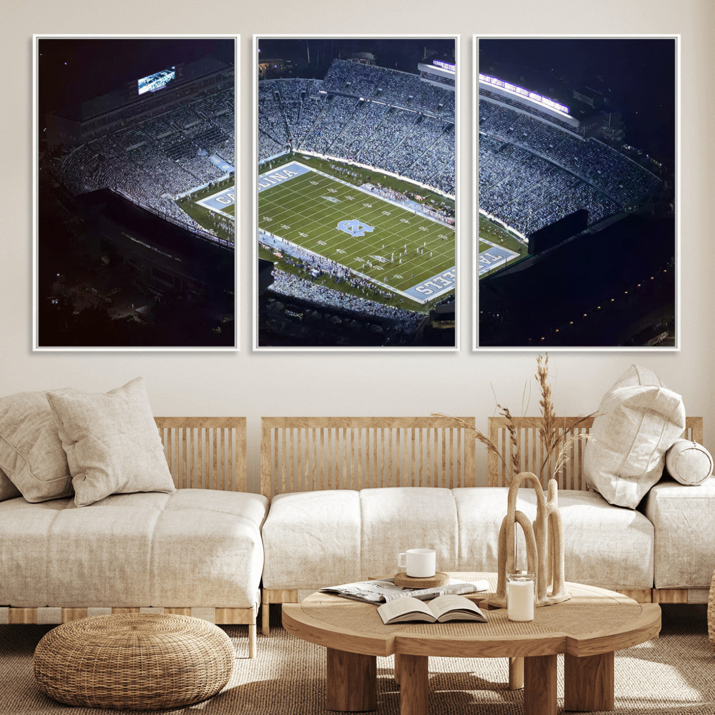 88375-MGV-FC-60X30-3P_White-University of North Carolina Tar Heels Football Team Print - Chapel Hill Kenan Memorial Stadium
