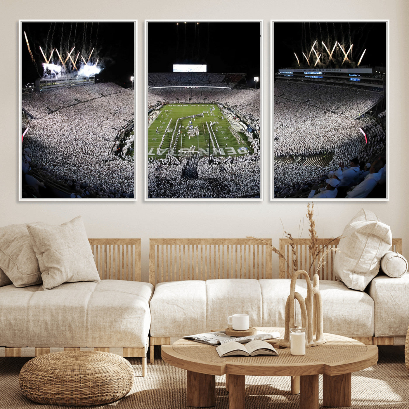 84537-MGV-FC-60X30-3P_White-Penn State Beaver Stadium Canvas Wall Art - Nittany Lions Football Print