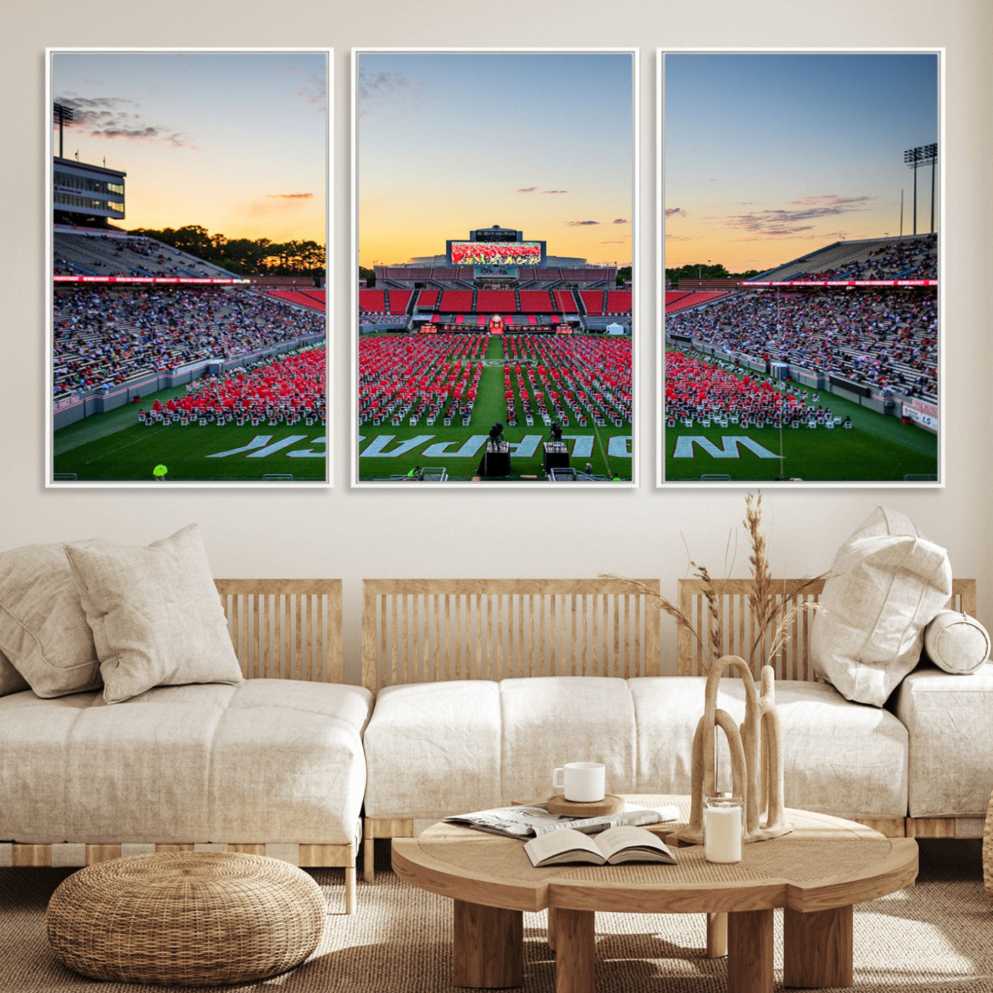 35266-MGV-FC-60X30-3P_White-NC State Wolfpack Football Team Print Wall Art - Raleigh Carter-Finley Stadium Wall Art Canvas Print