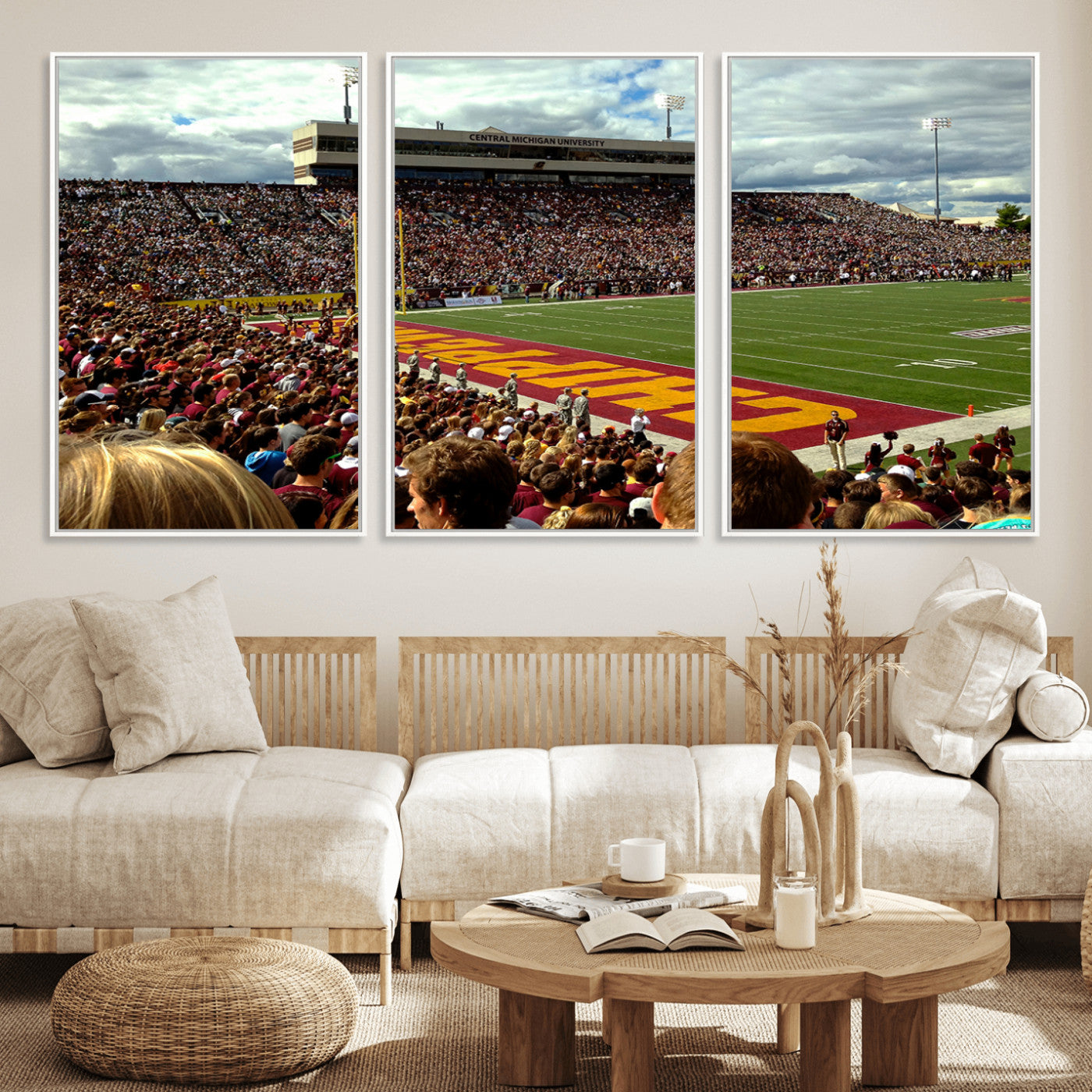 99662-MGV-FC-60X30-3P_White-Central Michigan University Chippewas Football Team Print - Mount Pleasant Kelly/Shorts Stadium Wall